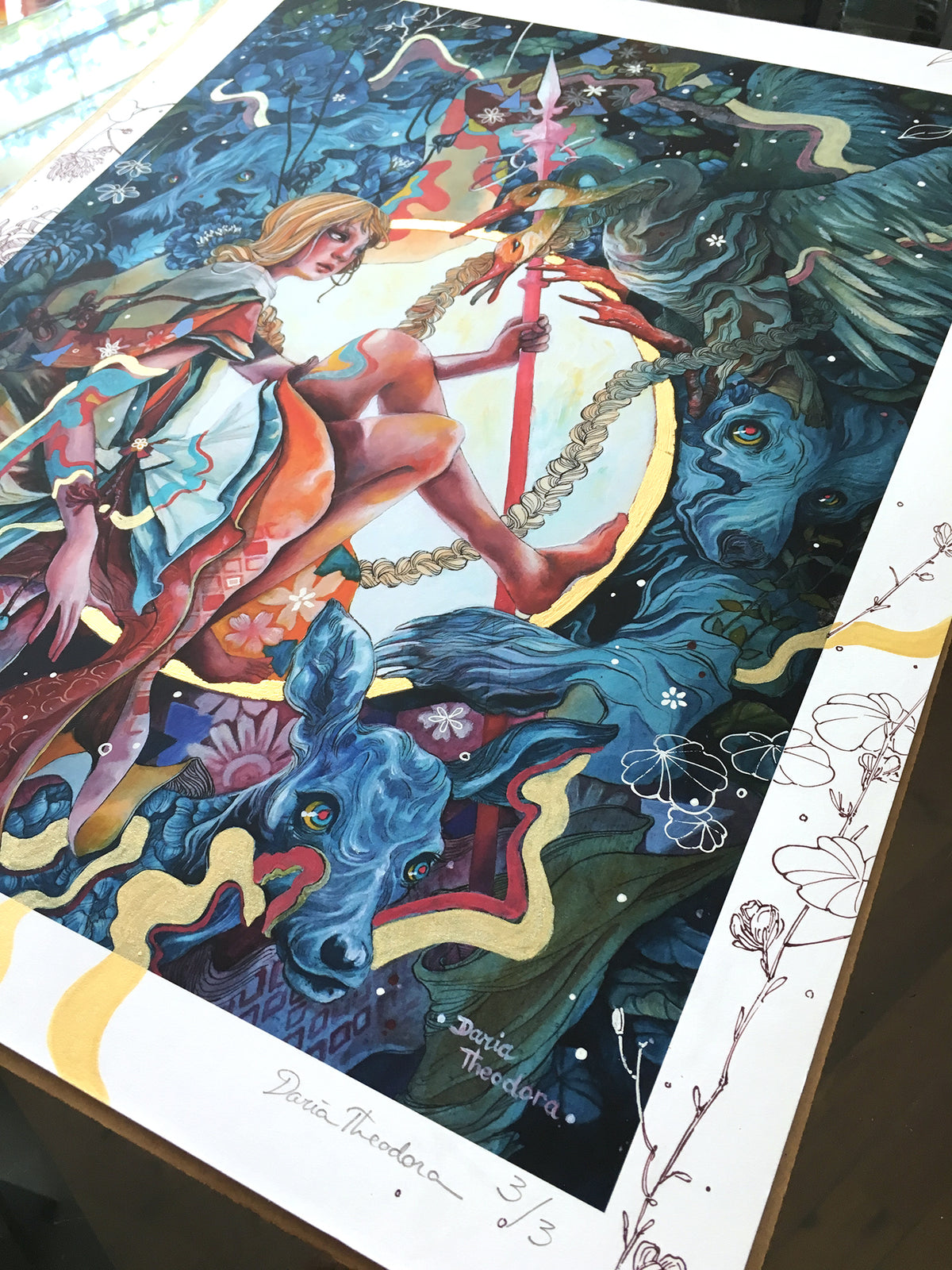 Daria Theodora &quot;Artemis :: Rebirth&quot; - Hand-Embellished Unique Variant, #1/3 - 14 x 17&quot;