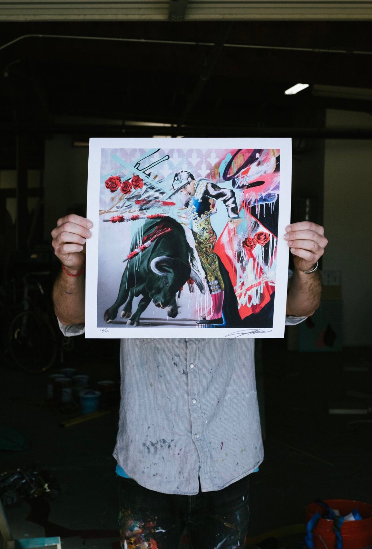 Jeremiah Kille &quot;The Matador&quot; - Hand-Embellished Unique Variant, Limited Edition of 3 - 17 x 17&quot;