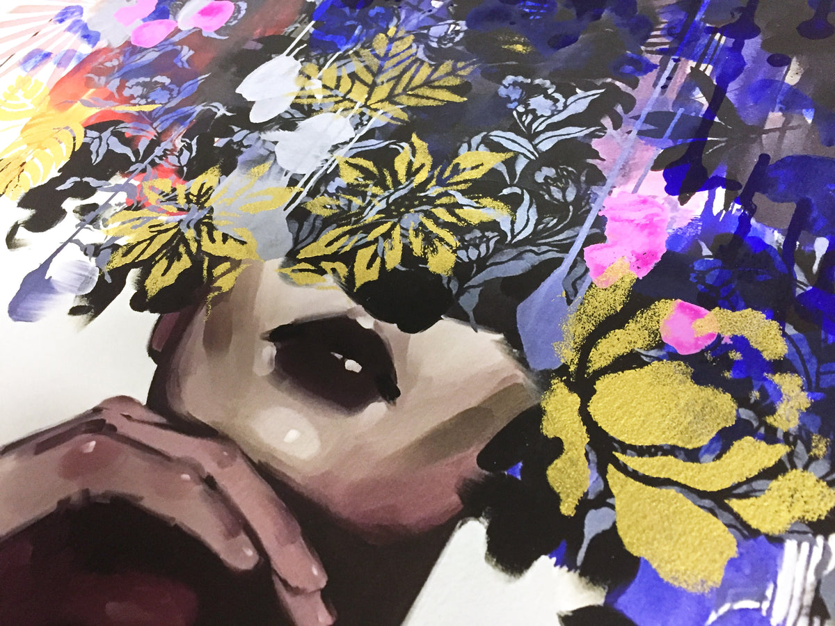 Anna Kincaide &quot;Slip Inside My Daydream&quot; - Hand-Embellished Unique Print, Edition of 5 - 18 x 18&quot;