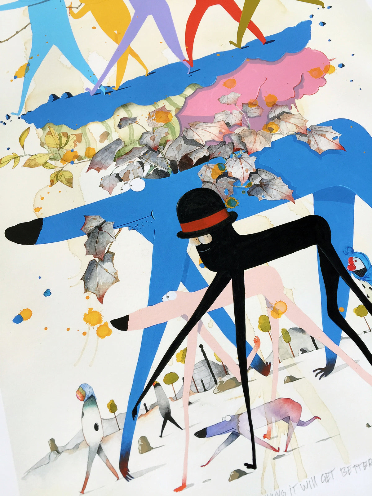 Gosha Levochkin &quot;Keep Walking It Will Get Better&quot; - Hand-Embellished Unique Print, #1/3 - 18 x 24&quot;