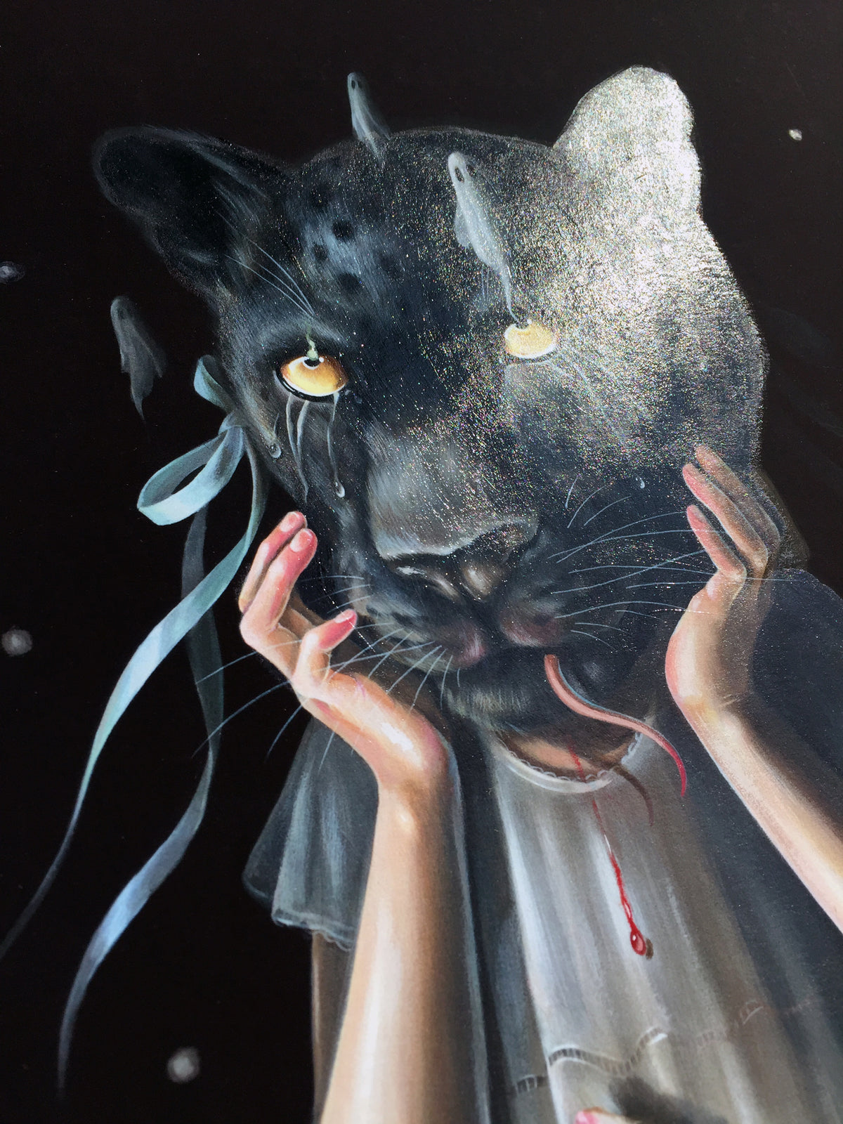 Hanna Jaeun &quot;In Hidden Places&quot; - Hand-Embellished Unique Print, #1/3 - 12 x 24&quot;