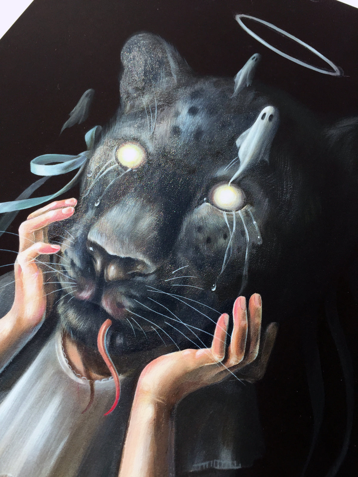 Hanna Jaeun &quot;In Hidden Places&quot; - Hand-Embellished Unique Print, #3/3 - 12 x 24&quot;