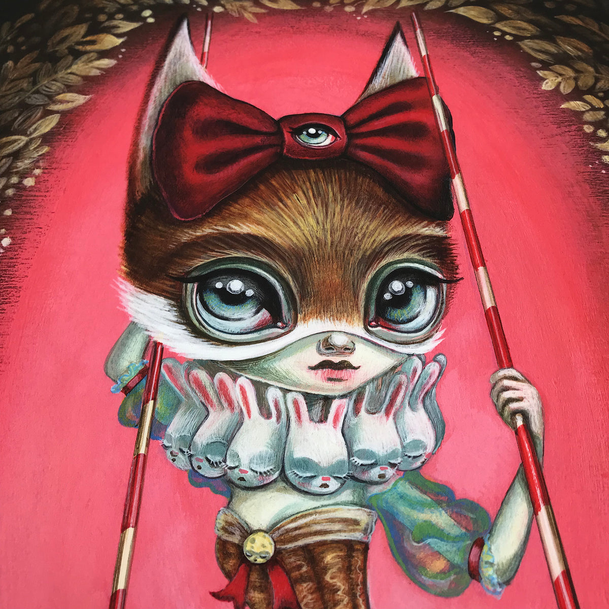 Laura Colors &quot;Snuggle Bunnies&quot; - Hand-Embellished Unique Variant, Edition of 5 - 13 x 17&quot;