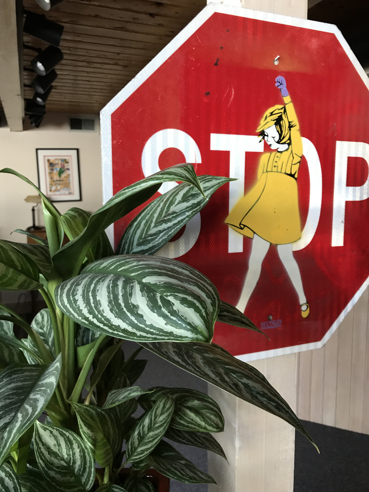Recycled Propaganda &quot;Moral Assault&quot; - Original Aerosol Painting on Stop Sign