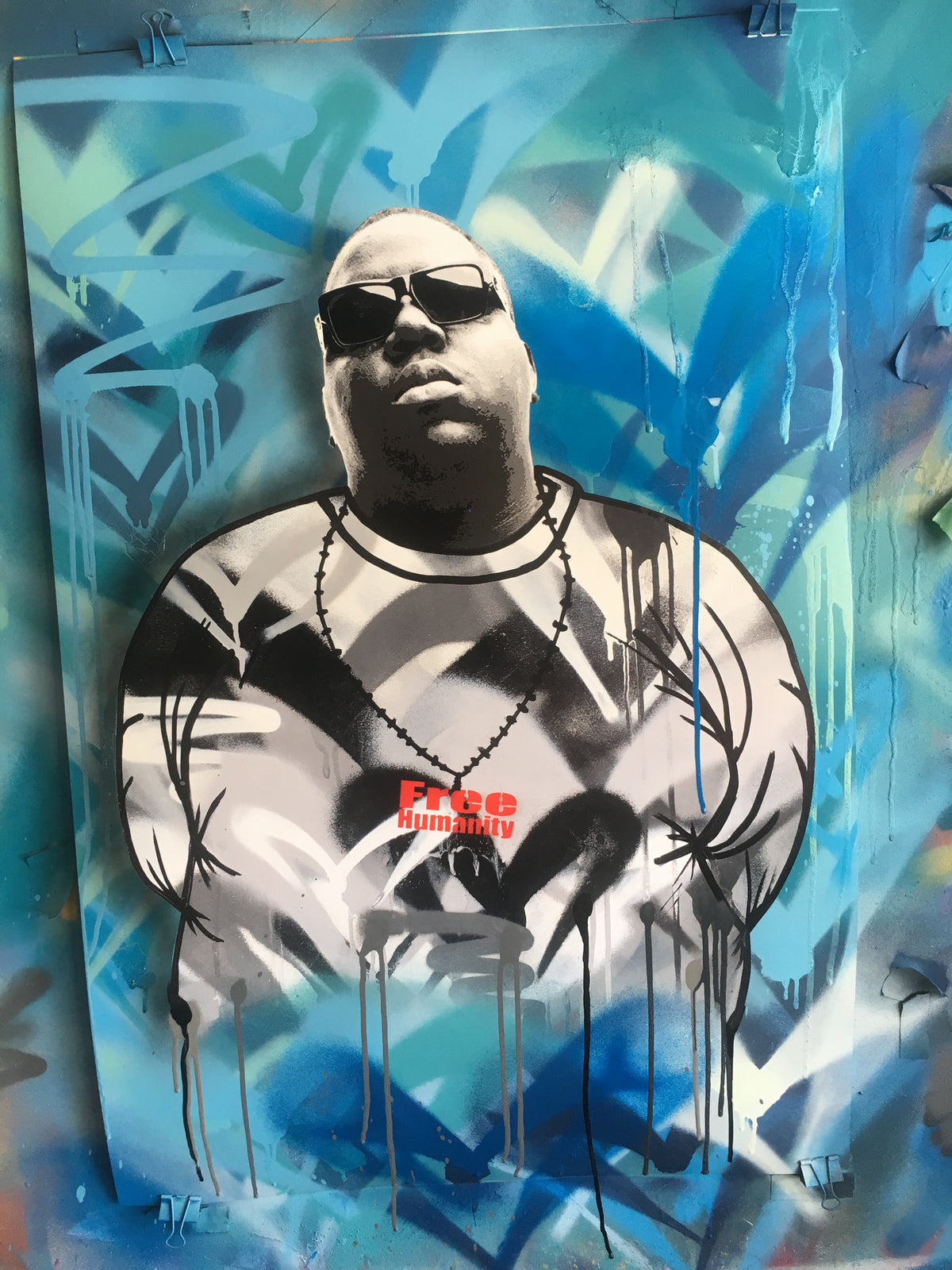 Free Humanity &quot;Notorious B.I.G.&quot; - Hand-Embellished Print - 24 X 36&quot;