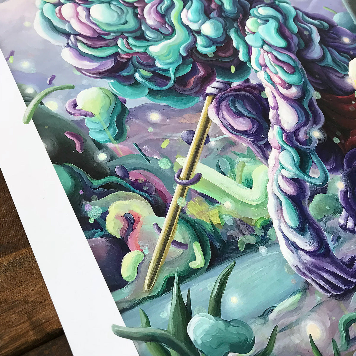 Wingchow &quot;The Dawning Of&quot; - Hand-Embellished Unique Variant, 1 of 3 - 17 x 17&quot;