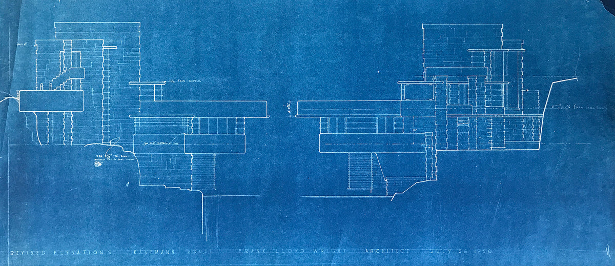 Frank Lloyd Wright - Original &#39;Fallingwater&#39; Working Blueprint