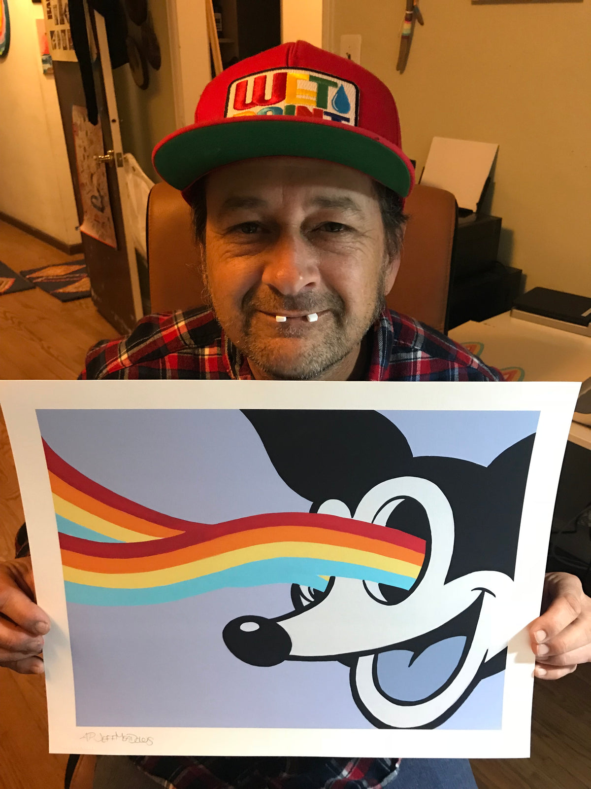 Jeff Meadows &quot;Rainbow Fox&quot; - Hand-Embellished Unique Print, #3/3 - 14 x 17&quot;