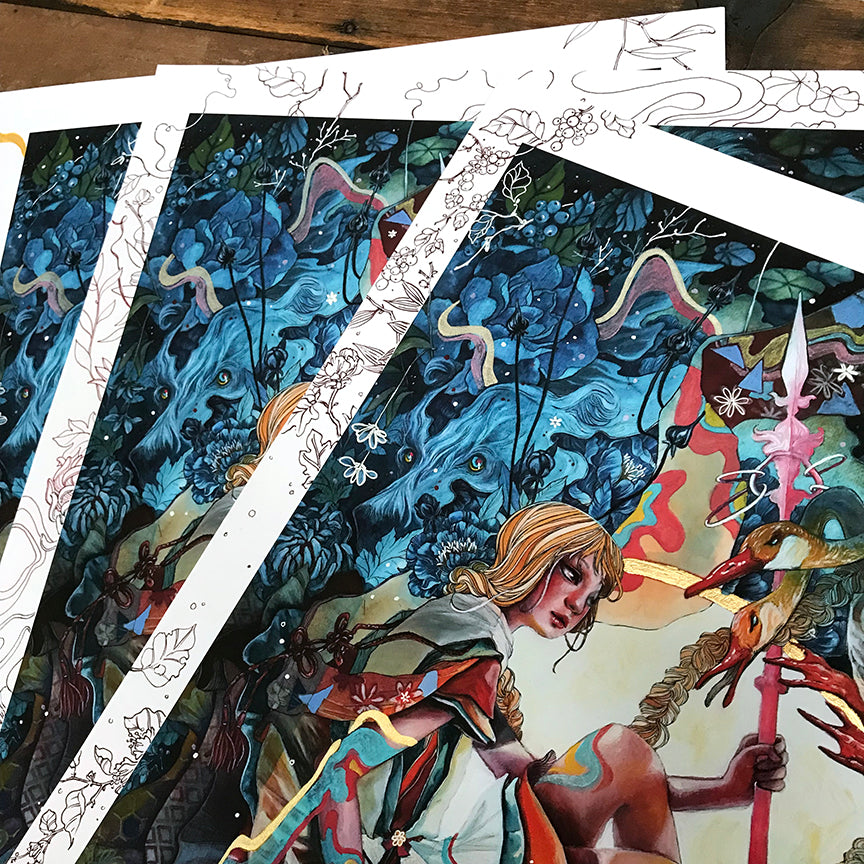 Daria Theodora &quot;Artemis :: Rebirth&quot; - Hand-Embellished Unique Variant, #1/3 - 14 x 17&quot;