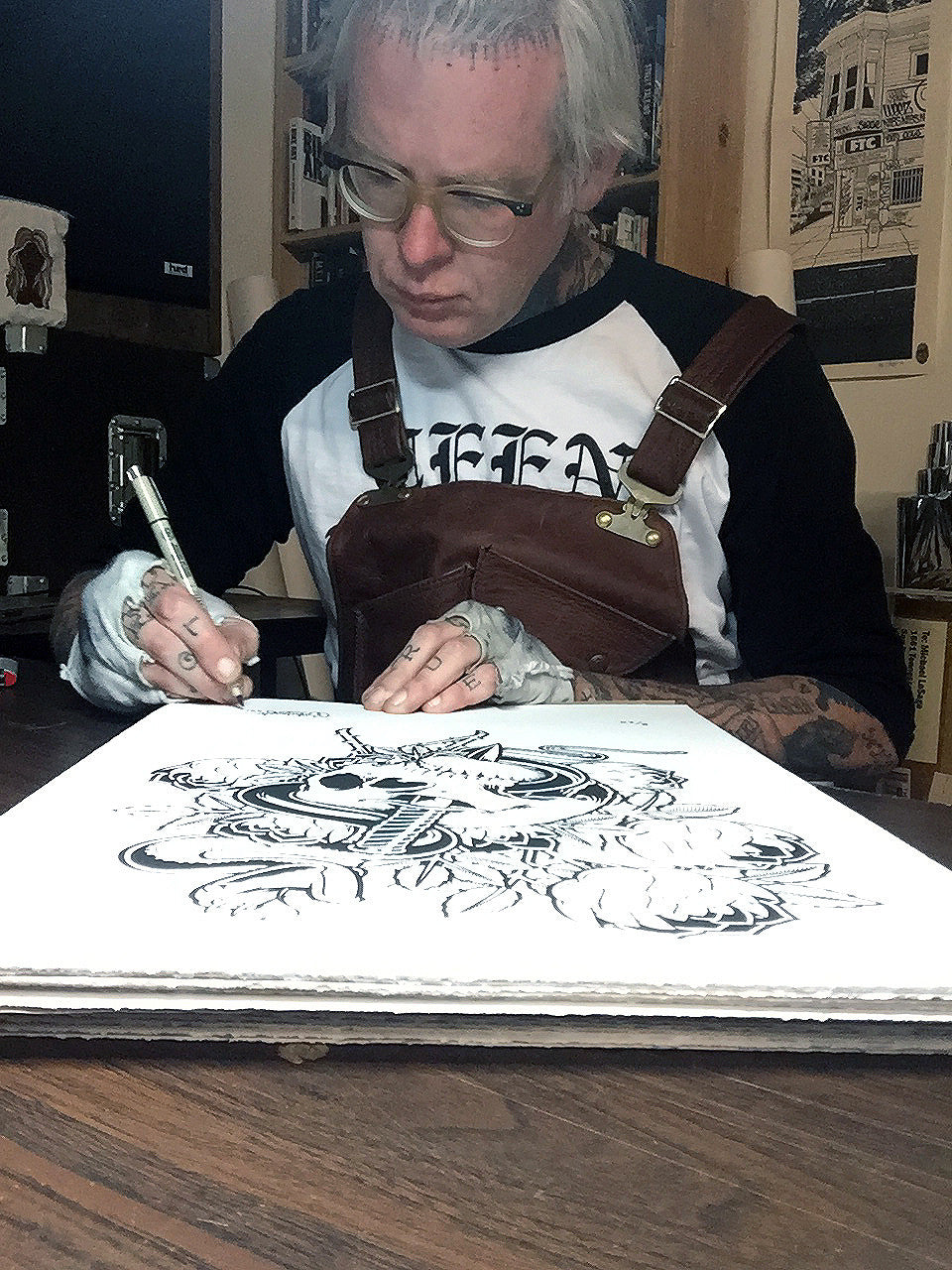Mike Giant &quot;Skull and Dagger&quot; - Hand-Embellished Unique Print, #5/5 - 18 x 24