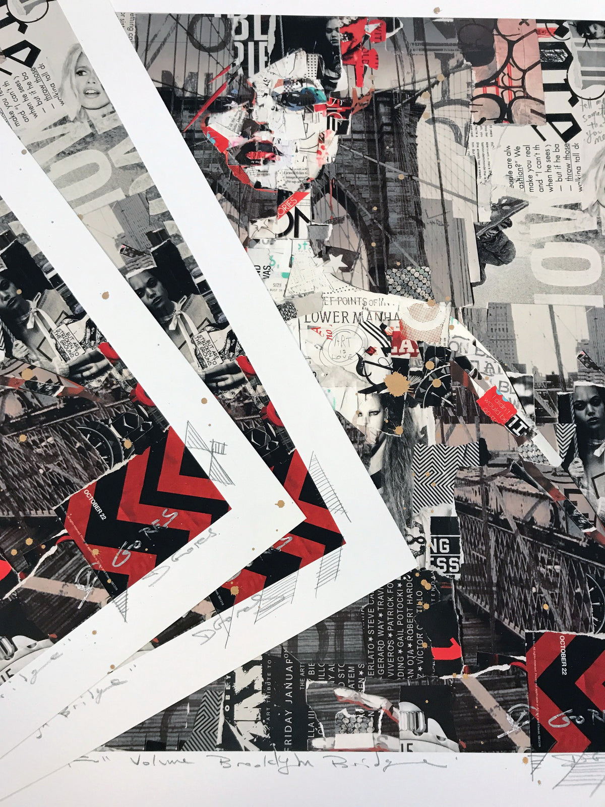 Derek Gores &quot;Full Volume Brooklyn Bridge&quot; - Hand-Embellished Unique Print, #1/3