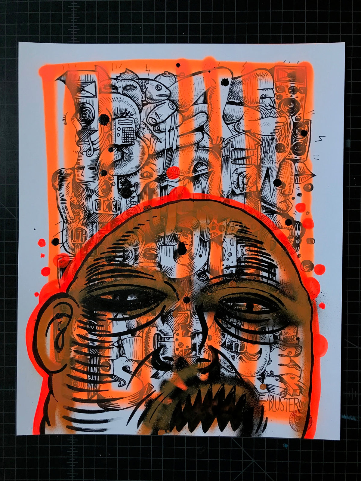 BlusterOne &quot;One Rhyme&quot; - Hand-Embellished Unique Print, #1/15 - 14 x 17&quot;