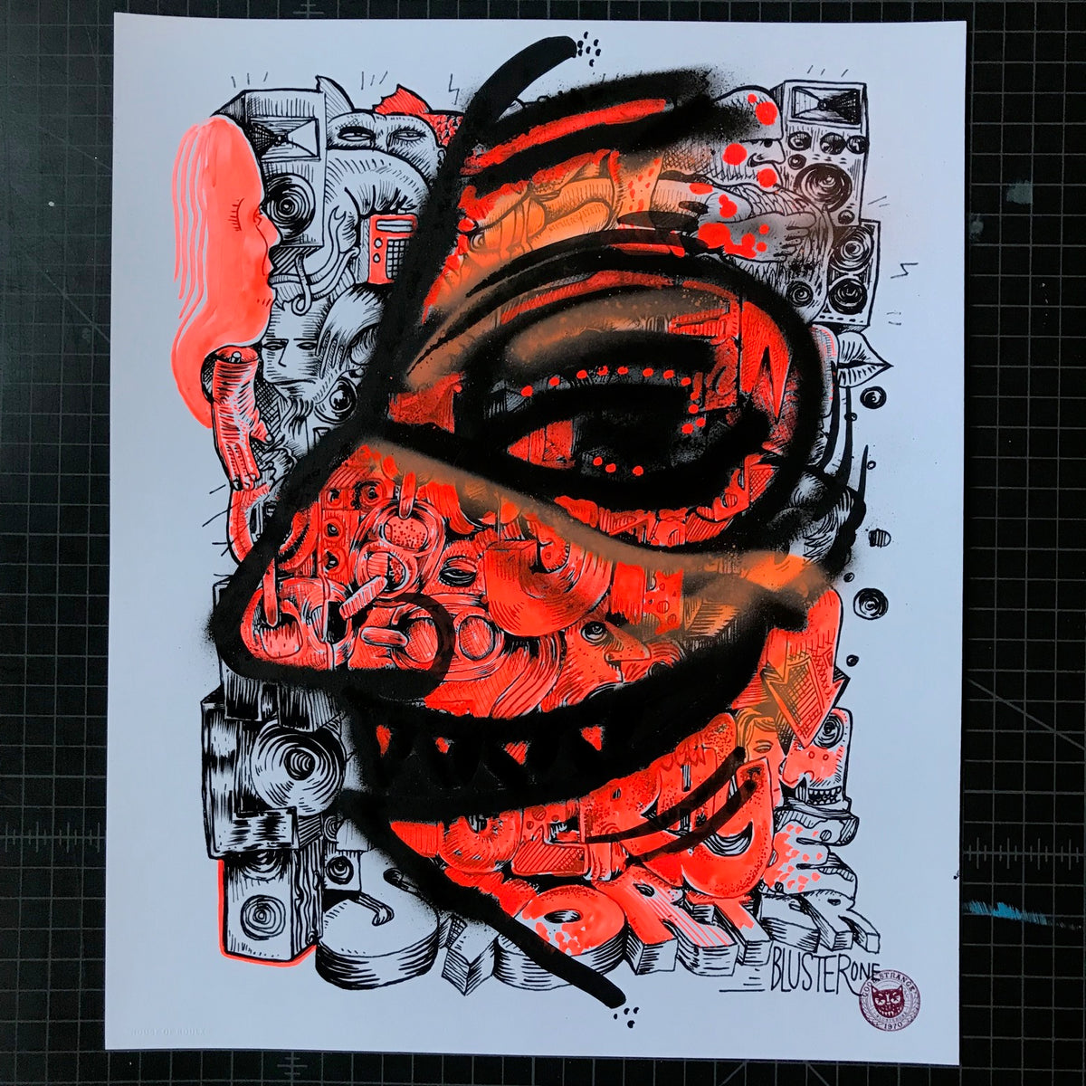 BlusterOne &quot;One Rhyme&quot; - Hand-Embellished Unique Print, #3/15 - 14 x 17&quot;