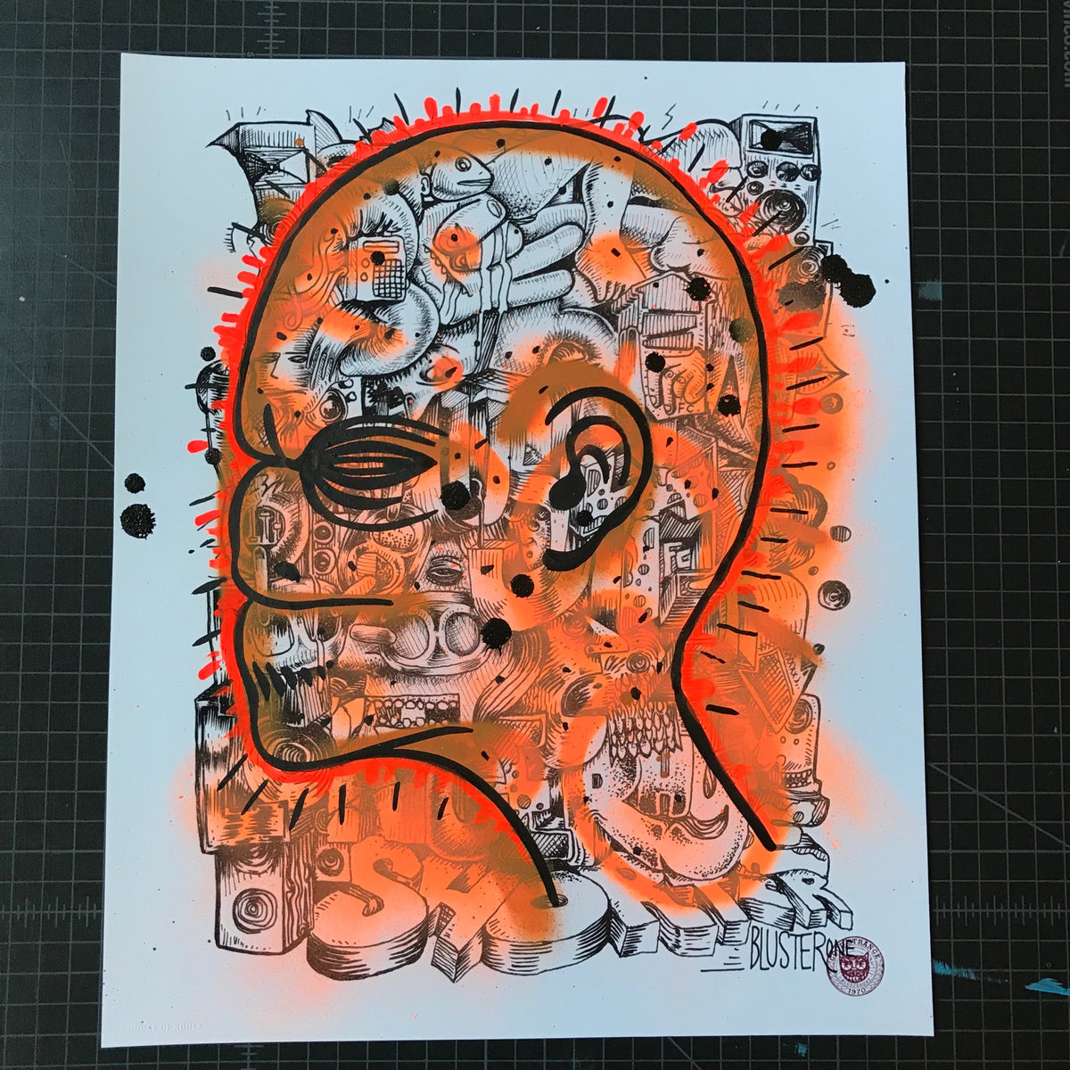 BlusterOne &quot;One Rhyme&quot; - Hand-Embellished Unique Print, #6/15 - 14 x 17&quot;