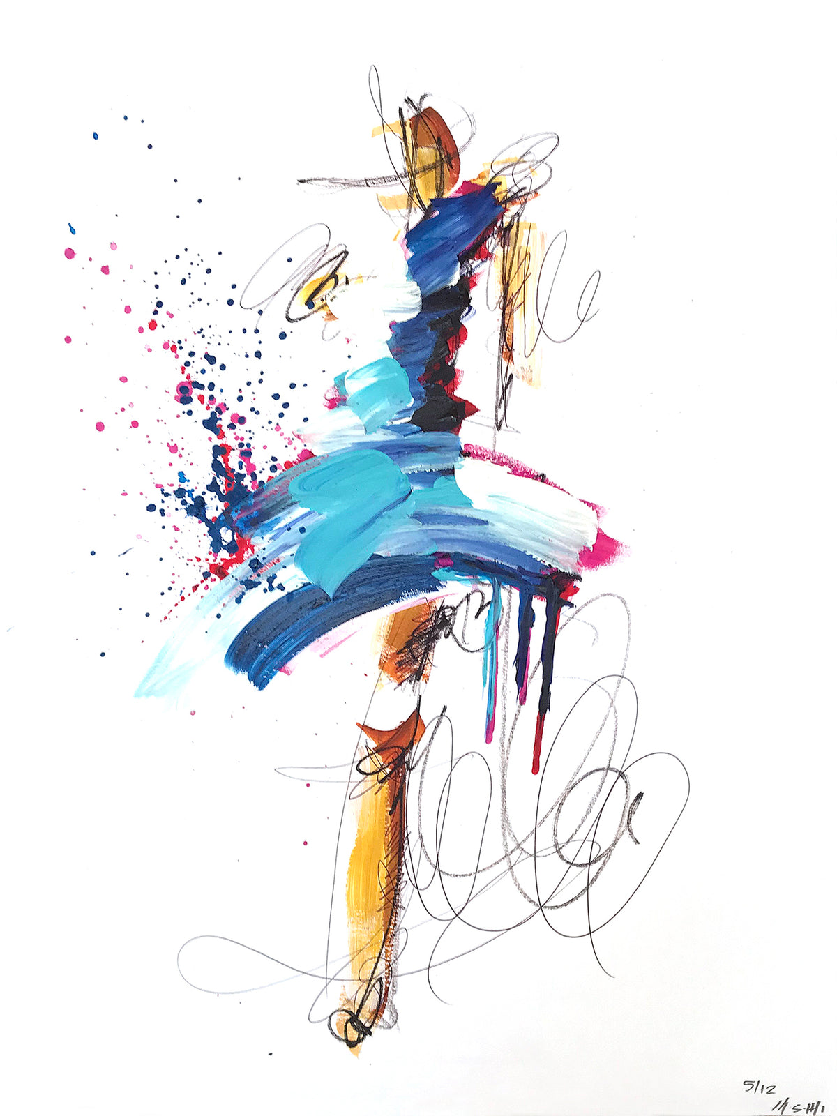 Ash Almonte &quot;Feel the Thunder&quot; - Hand-Embellished Unique Print, #5/12 - 18 x 24&quot;