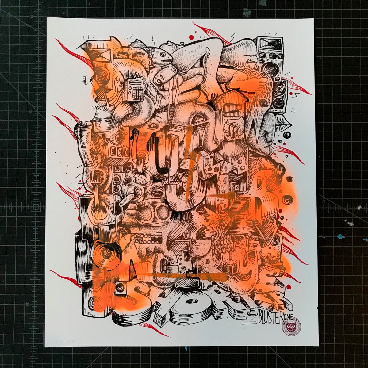 BlusterOne &quot;One Rhyme&quot; - Hand-Embellished Unique Print, #8/15 - 14 x 17&quot;