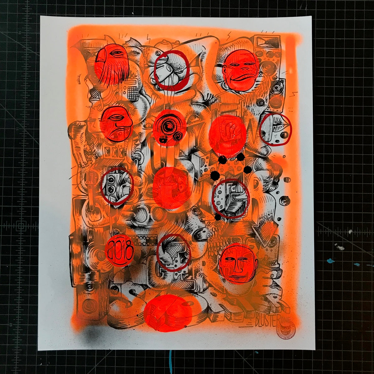 BlusterOne &quot;One Rhyme&quot; - Hand-Embellished Unique Print, #11/15 - 14 x 17&quot;
