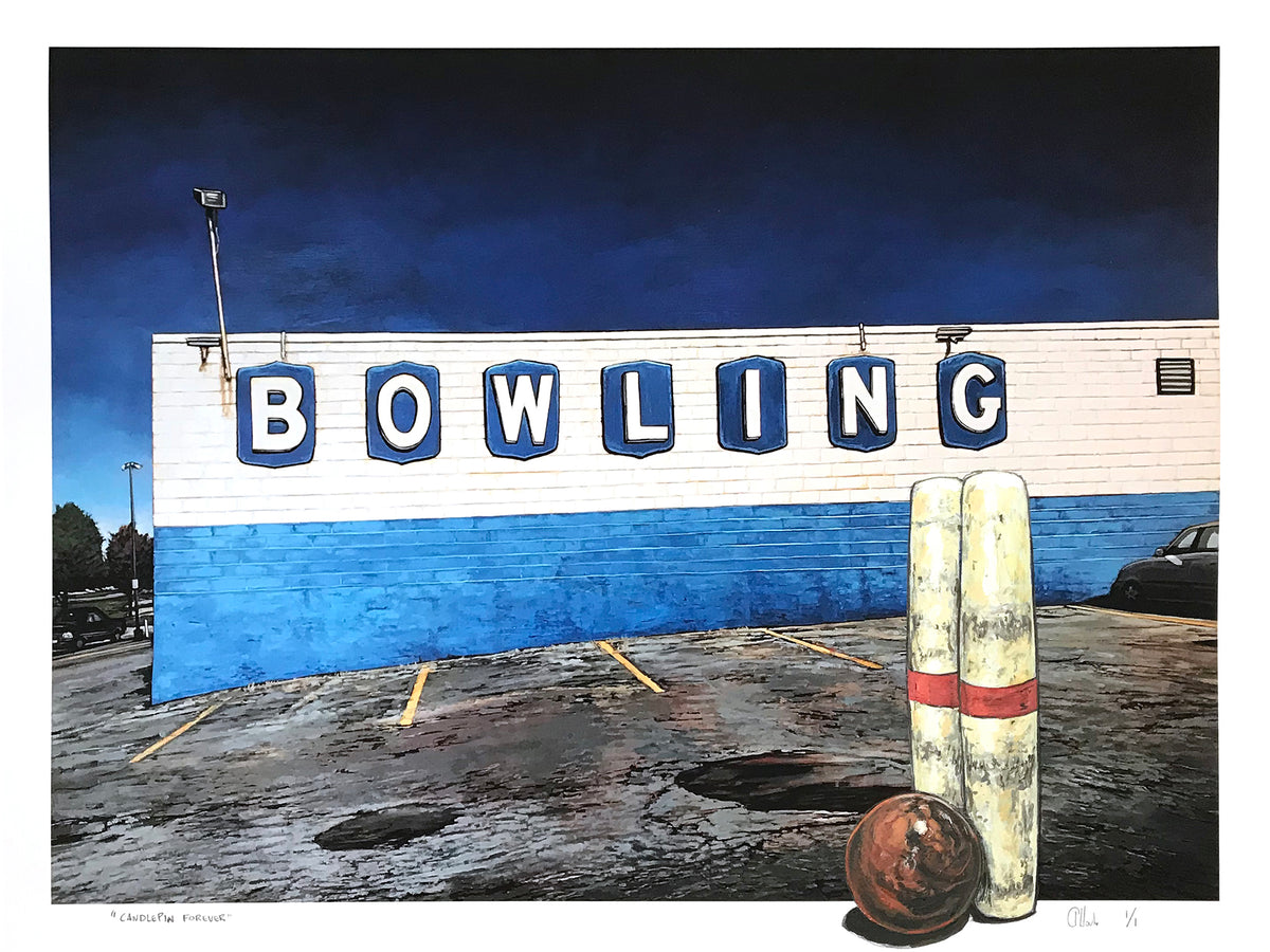 Andrew Houle &quot;Bowling&quot; - Hand-Embellished Unique Edition, 1/1 - 18 x 24&quot;