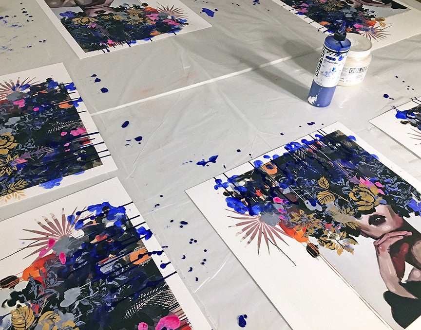 Anna Kincaide &quot;Slip Inside My Daydream&quot; - Hand-Embellished Unique Print, Edition of 5 - 18 x 18&quot;
