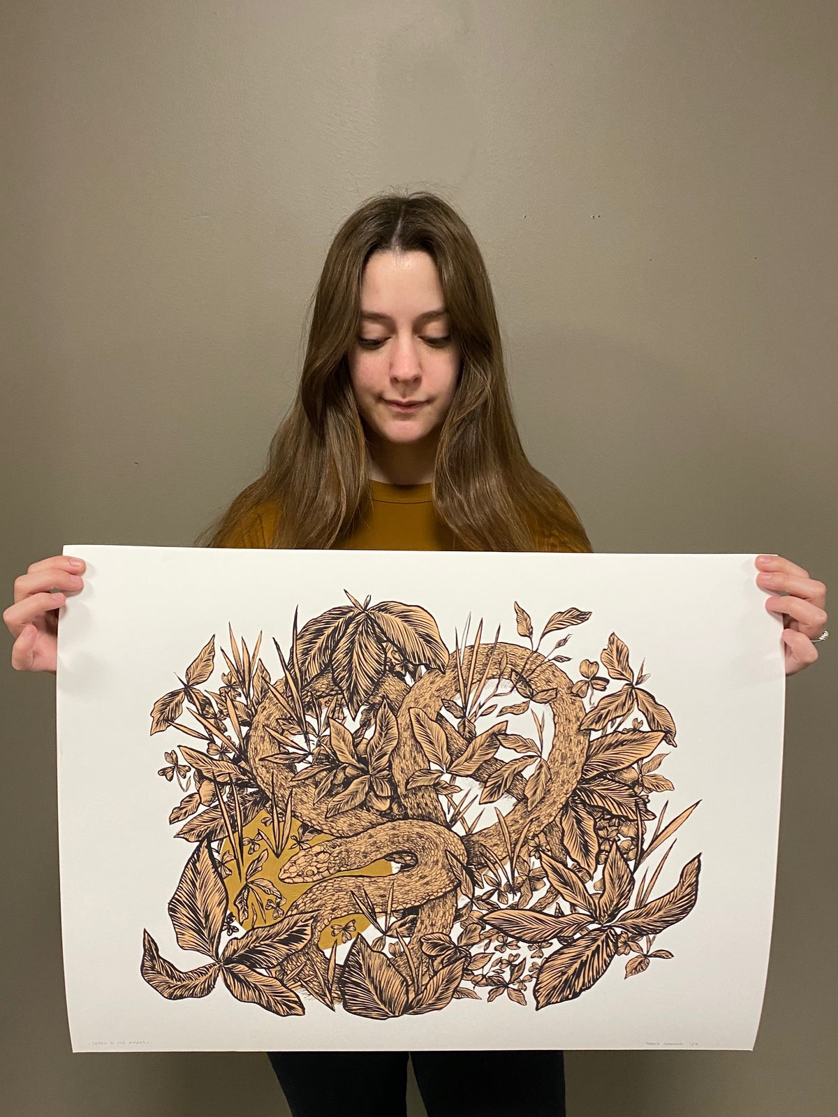 Maura O’Connor &quot;Snake in the Grass&quot; - Hand-Embellished Variant, 1 of 5 - 18 x 24&quot;