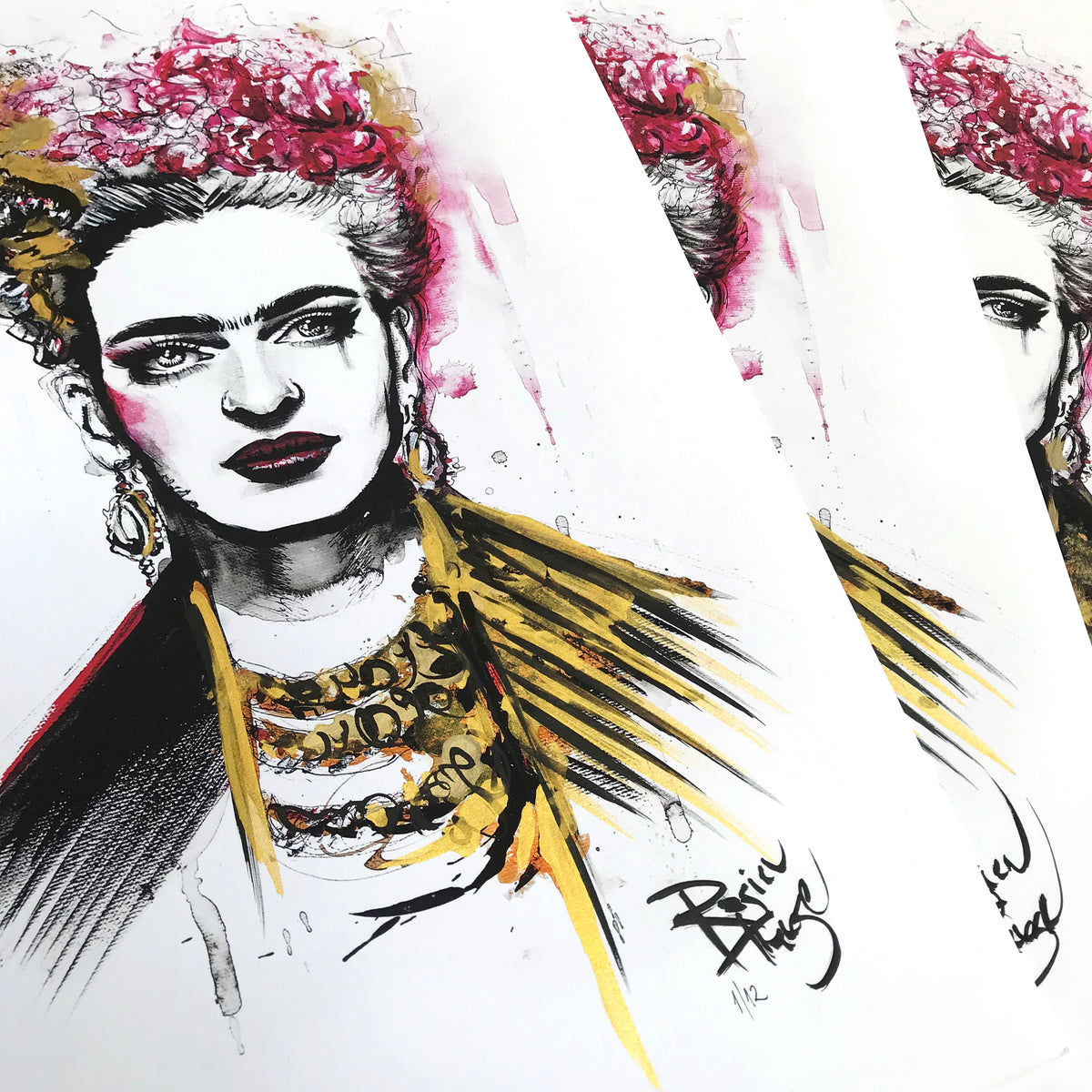 Therése Rosier &quot;Frida Kahlo&quot; - Hand-Embellished Unique Variant, Edition of 12 - 11 x 17&quot;