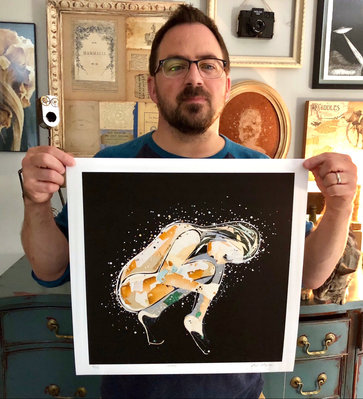Jason Antaya &quot;Loss&quot; - Hand-Embellished Unique Variant, Edition of 3 - 17 x 17&quot;