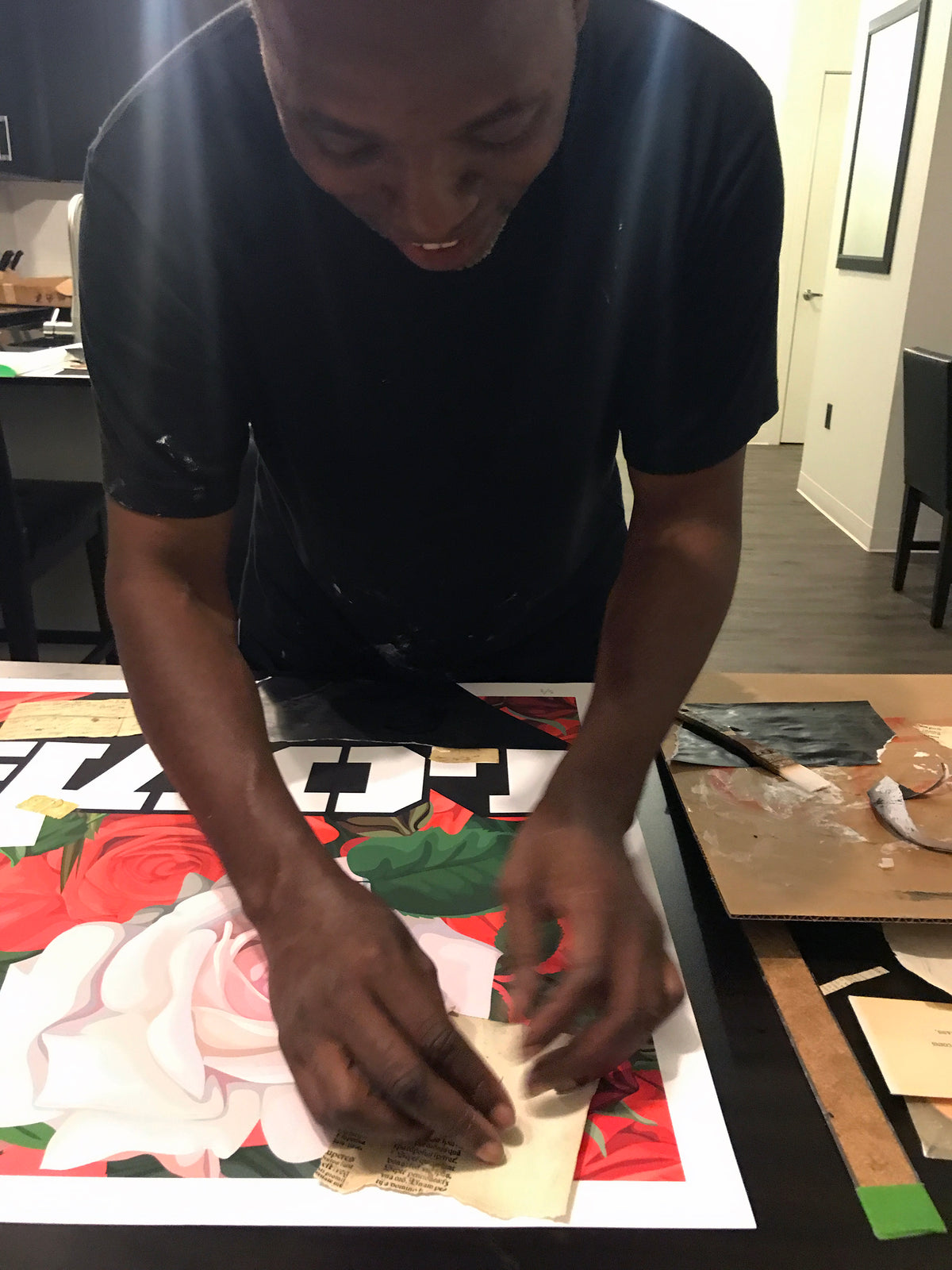 Cey Adams &quot;I Feel Love&quot; - Hand-Embellished Unique Print, #8/10 - 17 x 17&quot;