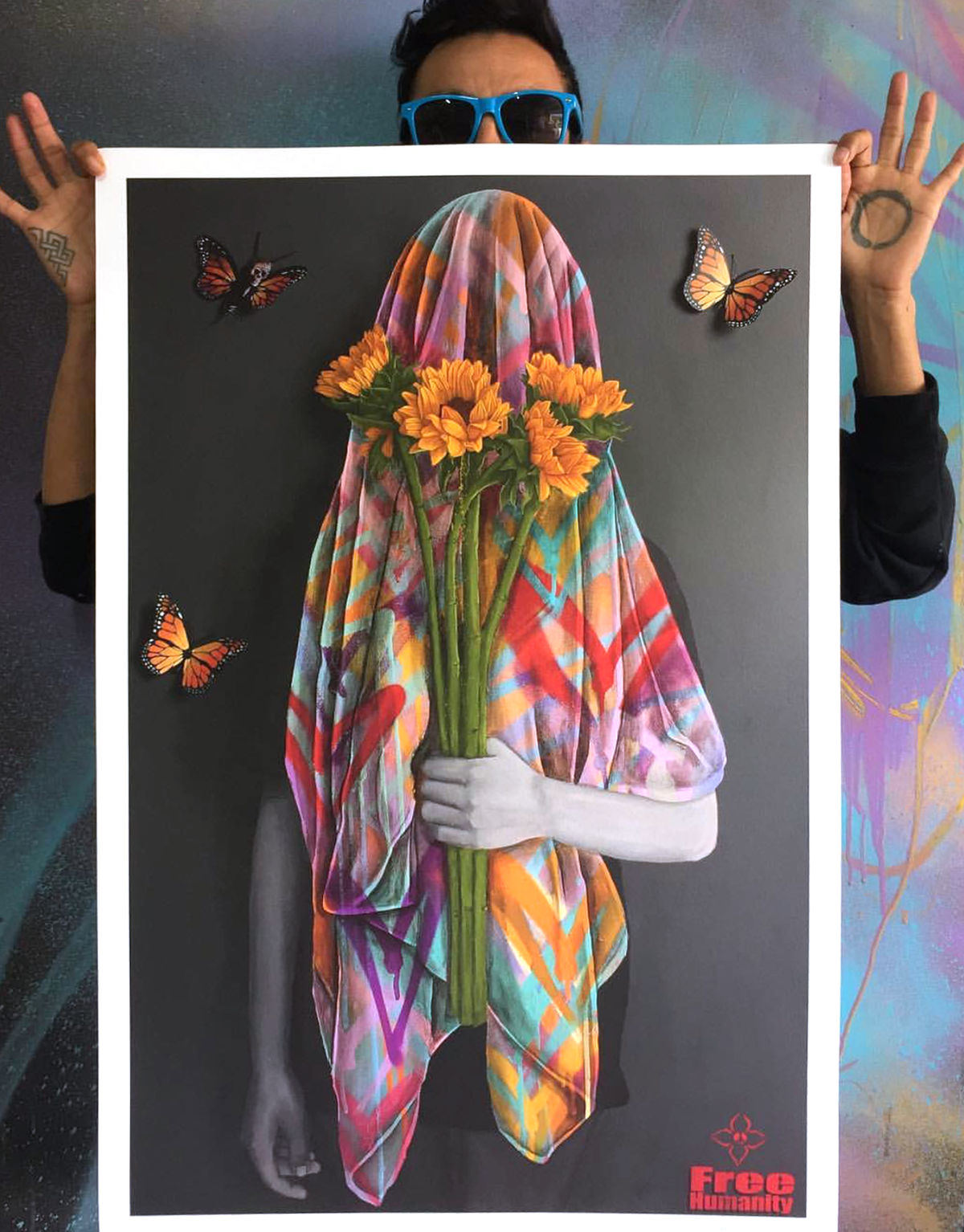 Free Humanity &quot;The Visitor&quot; - Hand-Embellished Print, Edition of 25 - 24 x 36&quot;