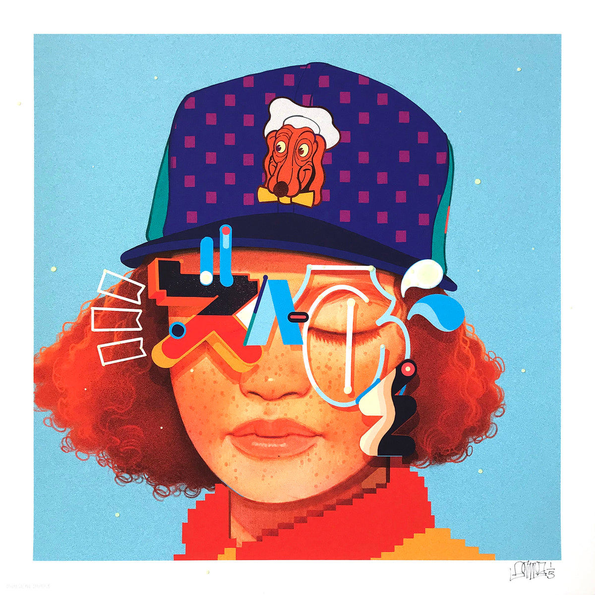 Sam Rodriguez &quot;Polka Pixels&quot; - Hand-Embellished Variant, 1 of 3 - 17 x 17&quot;