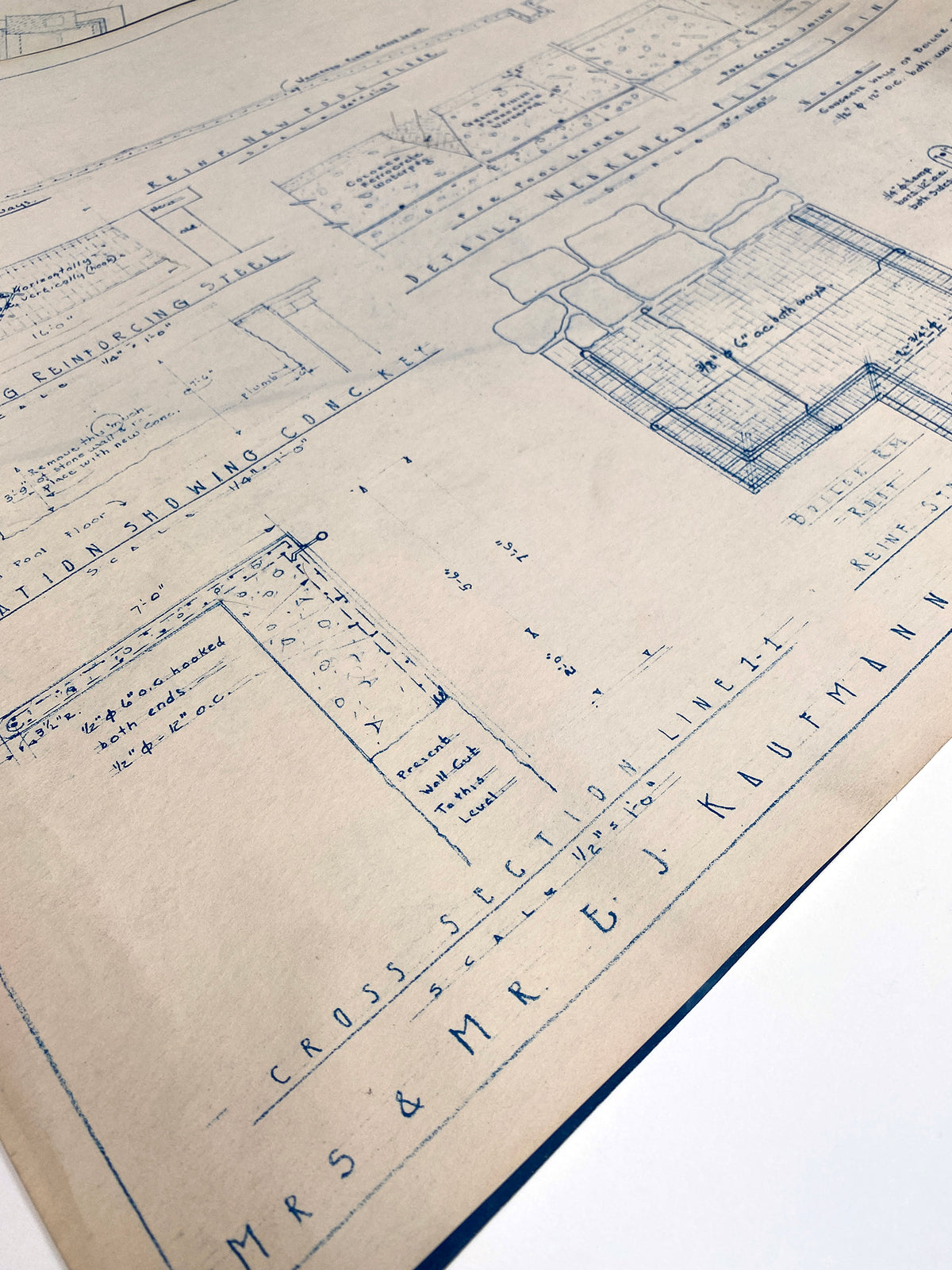 Frank Lloyd Wright - Original &#39;Fallingwater&#39; Working Blueprint