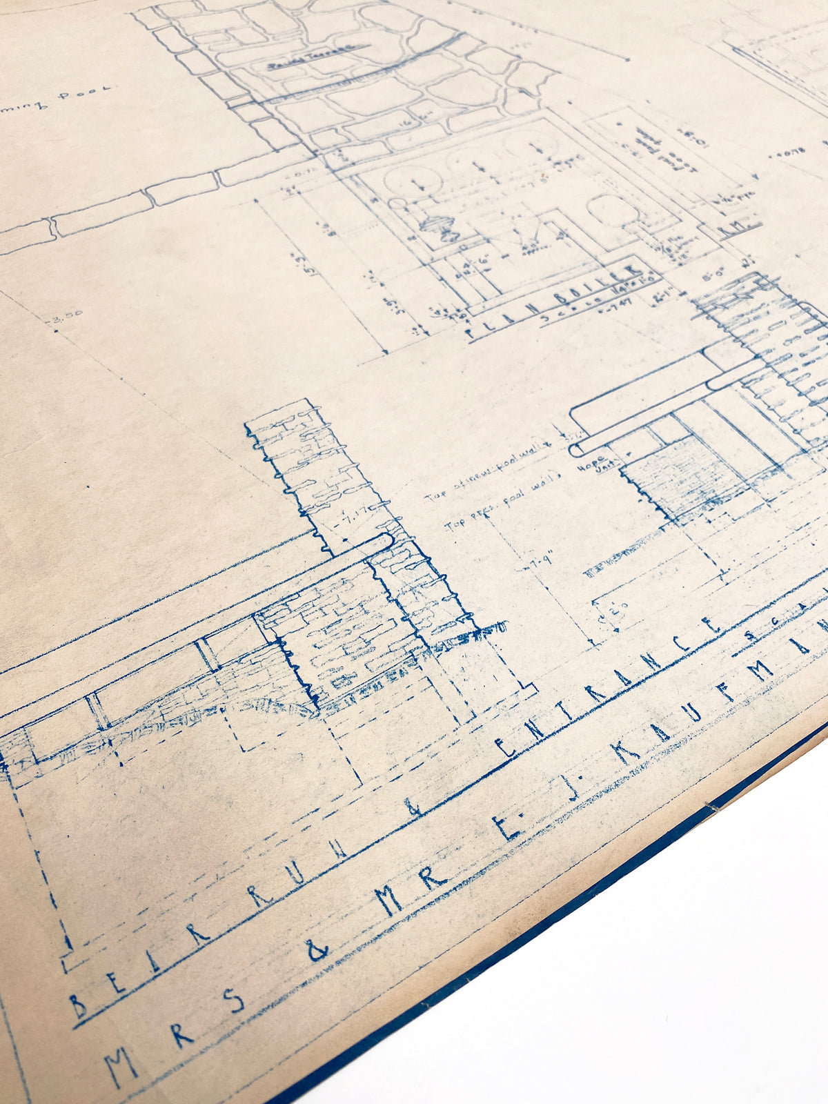 Frank Lloyd Wright - Original &#39;Fallingwater&#39; Working Blueprint