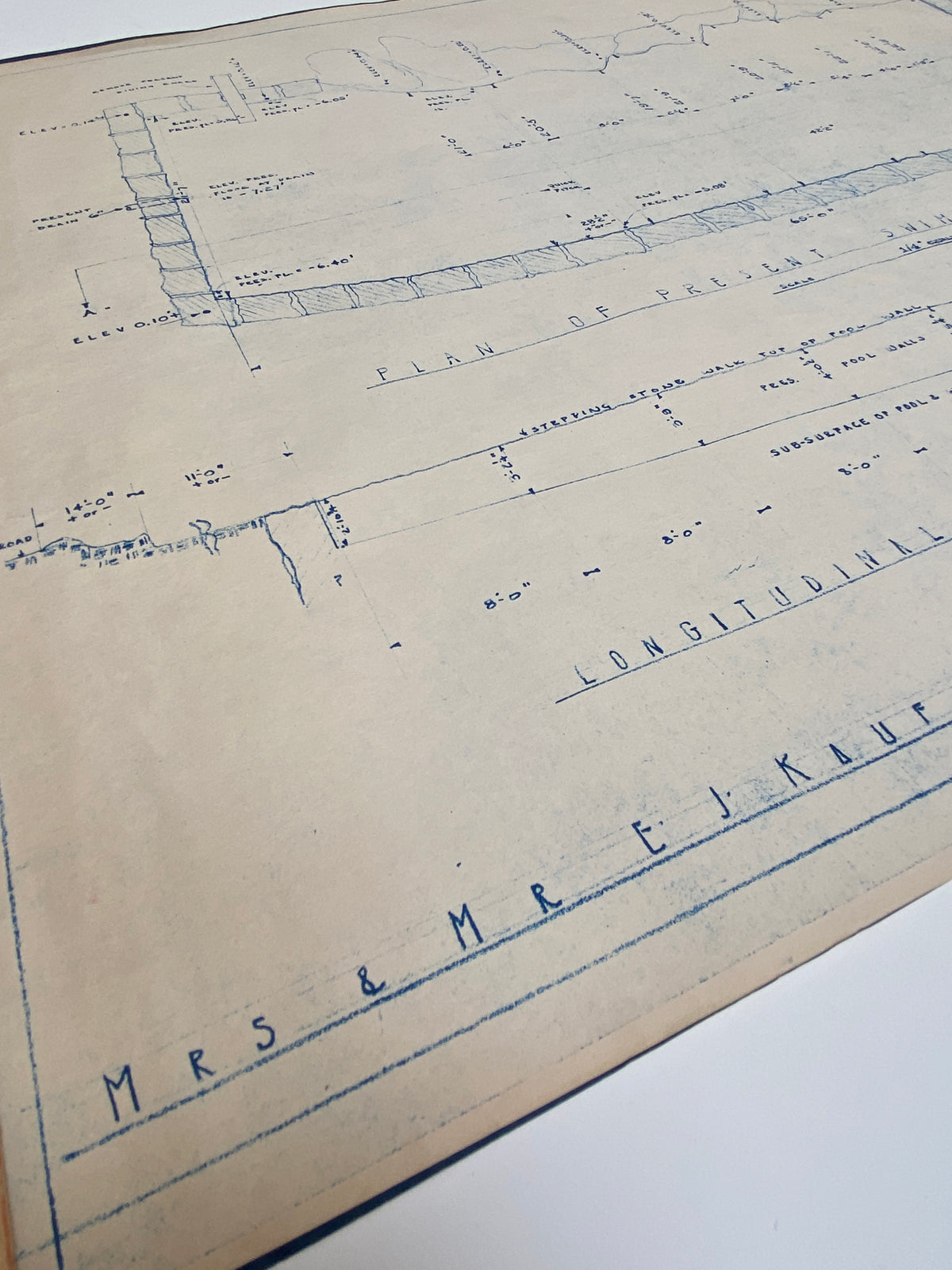 Frank Lloyd Wright - Original &#39;Fallingwater&#39; Working Blueprint