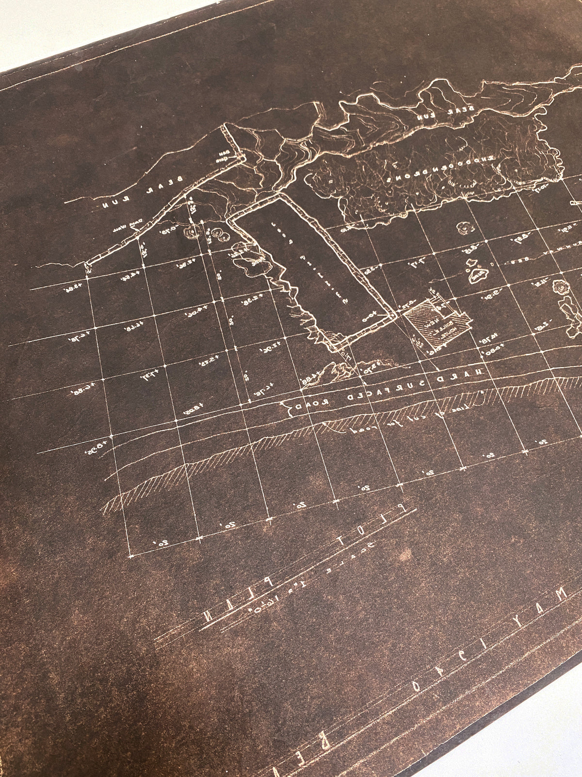 Frank Lloyd Wright - Original &#39;Fallingwater&#39; Working Blueprint Reverse Copy