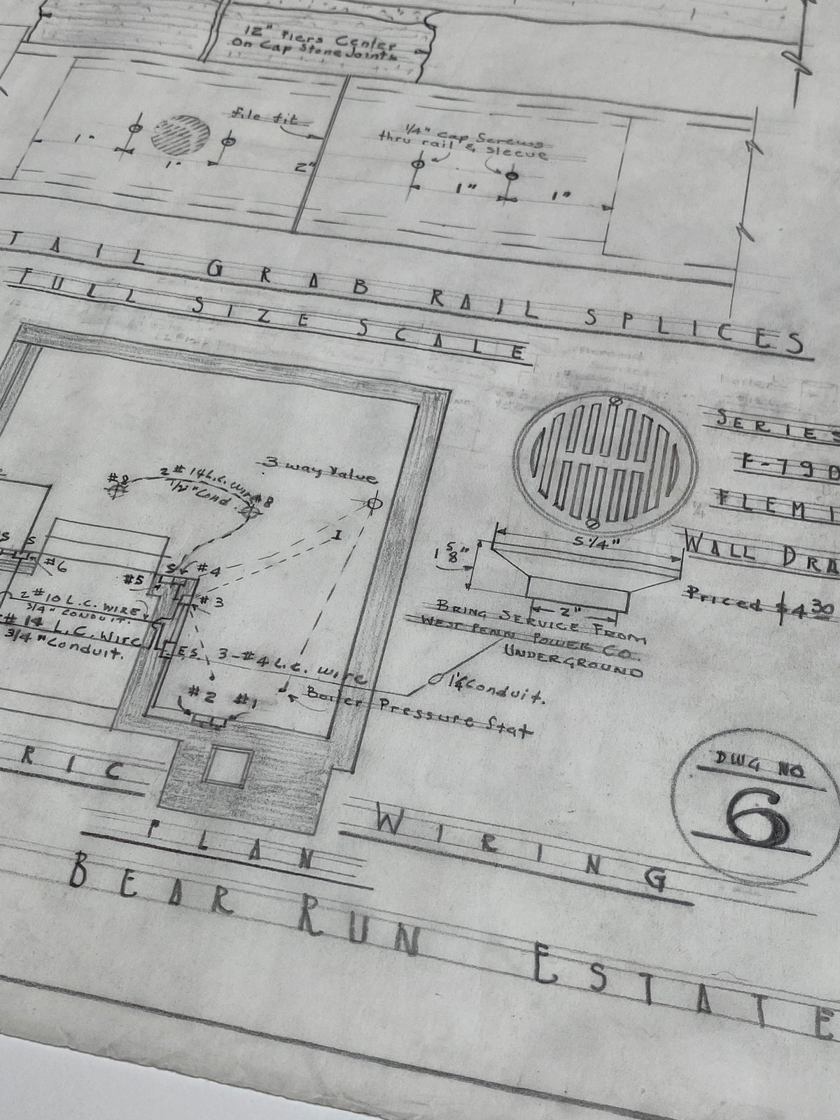 Frank Lloyd Wright - Original &#39;Fallingwater&#39; Architectural Drawing