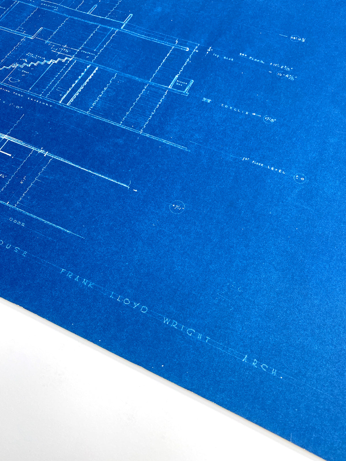 Frank Lloyd Wright - Original &#39;Fallingwater&#39; Working Blueprint with Signed Check