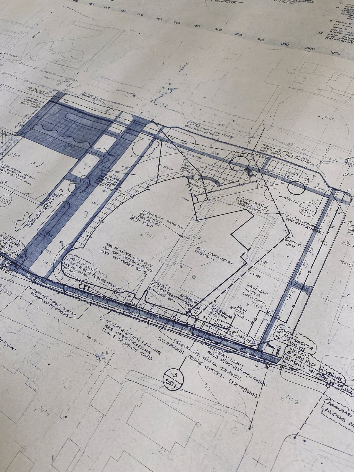 Frank Lloyd Wright - Original &quot;Bartlesville, Oklahoma Community Center&quot; Working Whiteprint