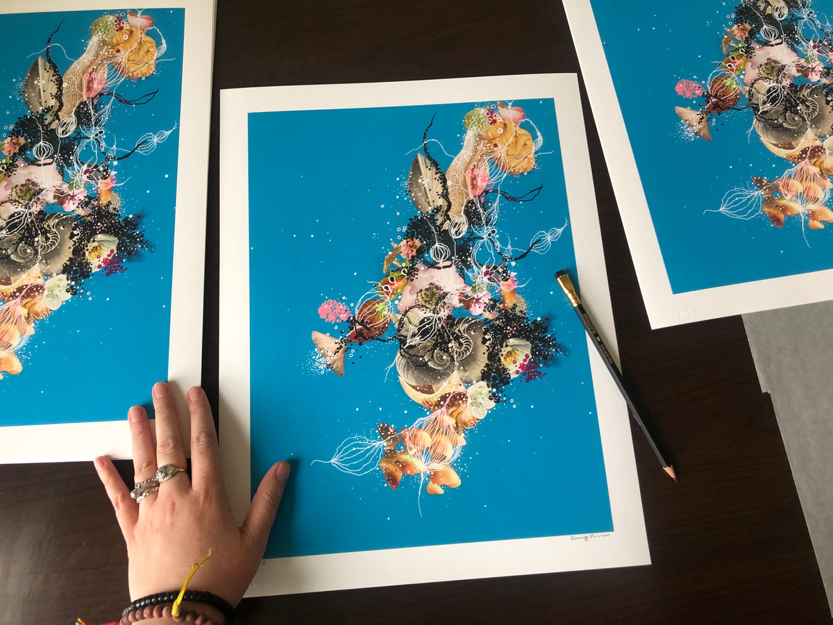 Jenny Brown &quot;Blooming Cave Vine&quot; - Hand-Embellished Edition of 3 - 13 x 17&quot;