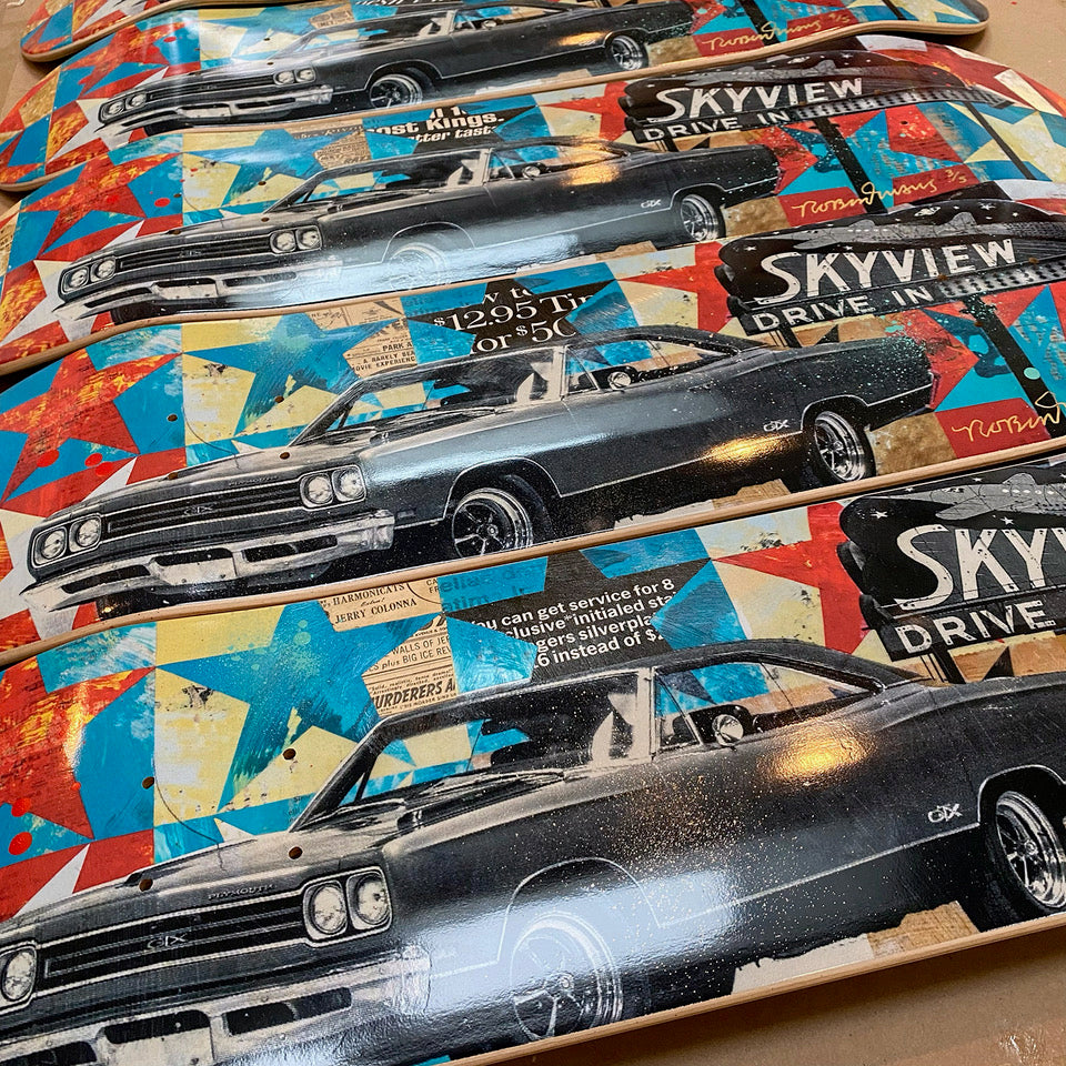 Robert Mars &quot;Friday Drive In&quot; - Original Painting &amp; Hand-Embellished AP Skate Deck