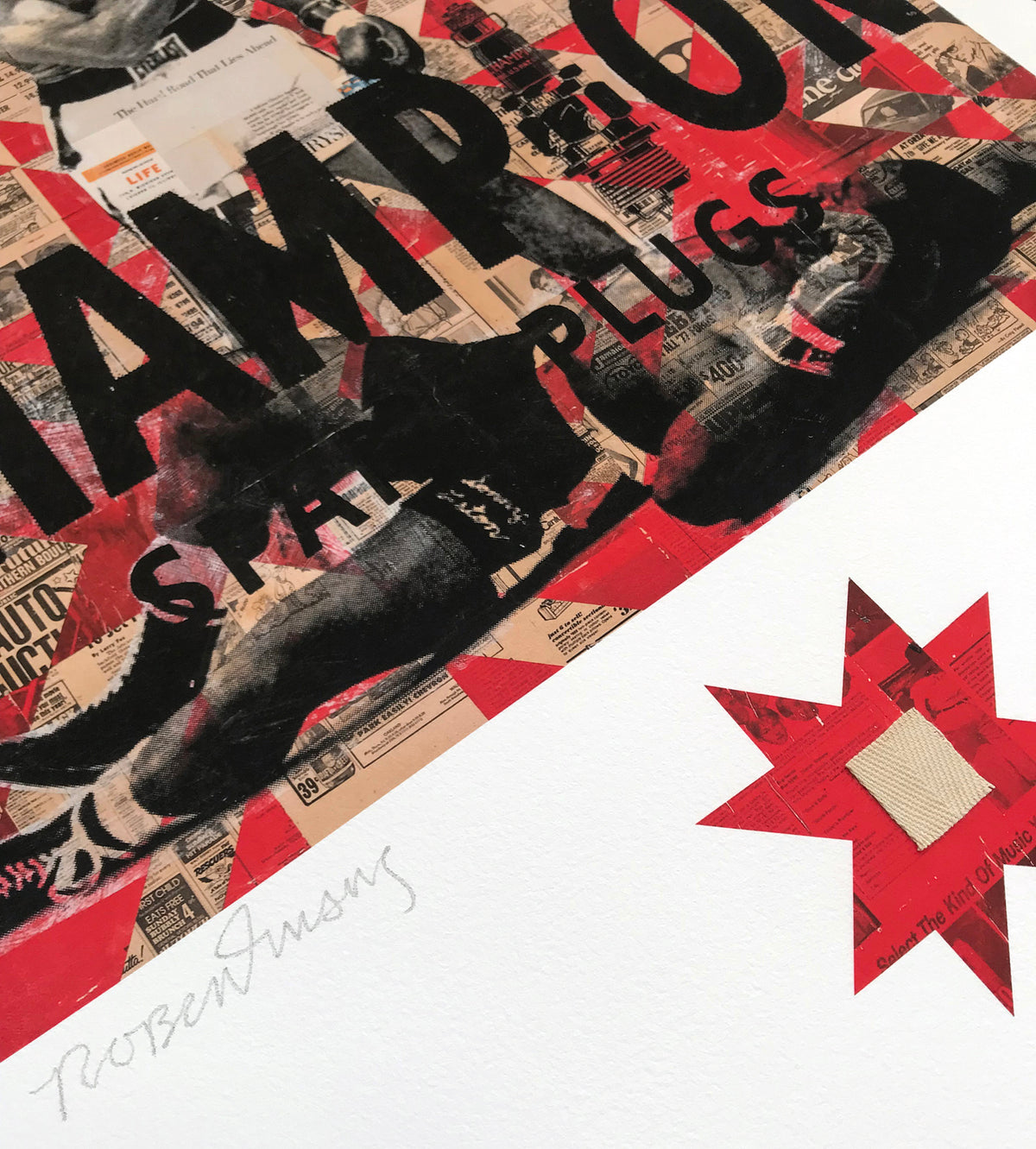 Robert Mars &quot;Be Killer&quot; - Archival Print with Authentic Muhammad Ali Swatch, Edition of 25 - 18 x 24&quot;