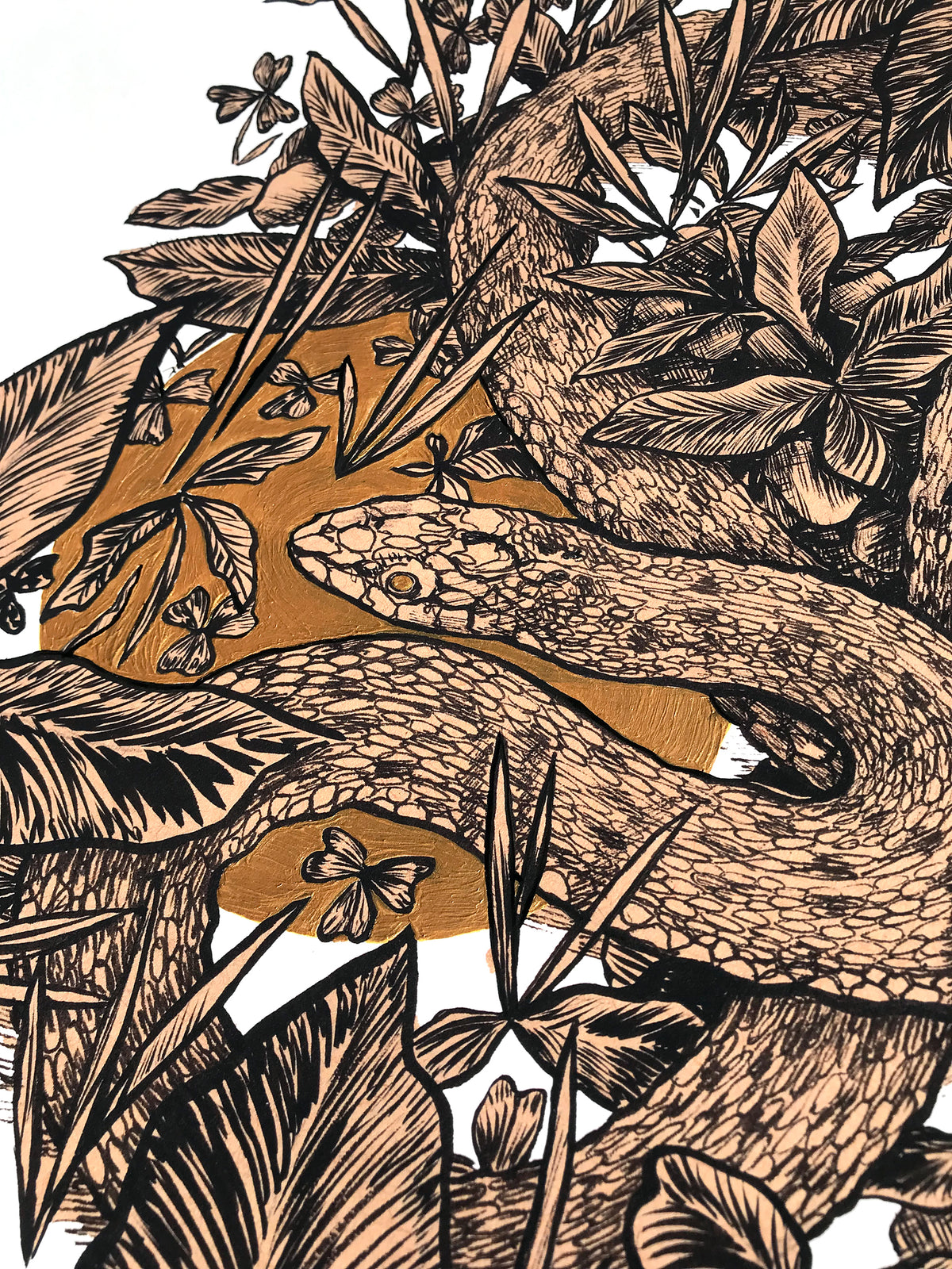 Maura O’Connor &quot;Snake in the Grass&quot; - Hand-Embellished Variant, 1 of 5 - 18 x 24&quot;