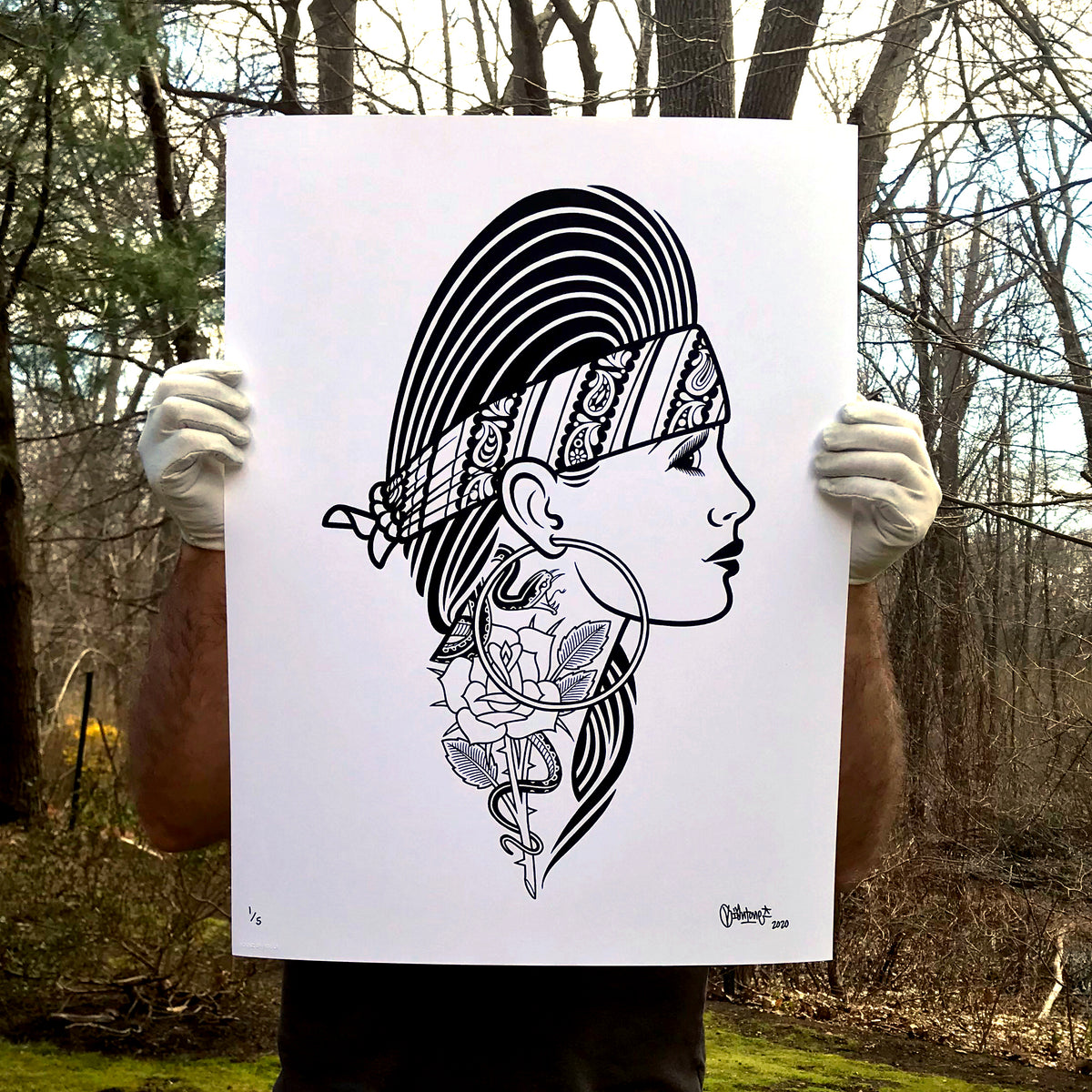 Mike Giant &quot;Chola II&quot; - Archival Print, Limited Edition of 5 - 18 x 24&quot;