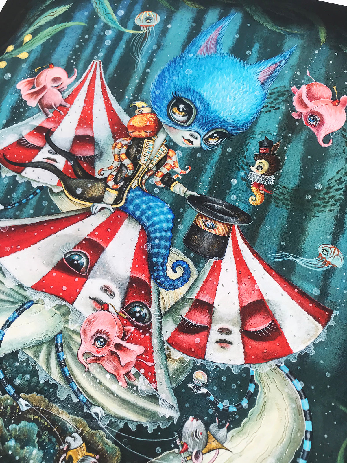 Laura Colors &quot;Le Cirque Aquatique&quot; - Hand-Embellished Edition of 5 - 14 x 17&quot;