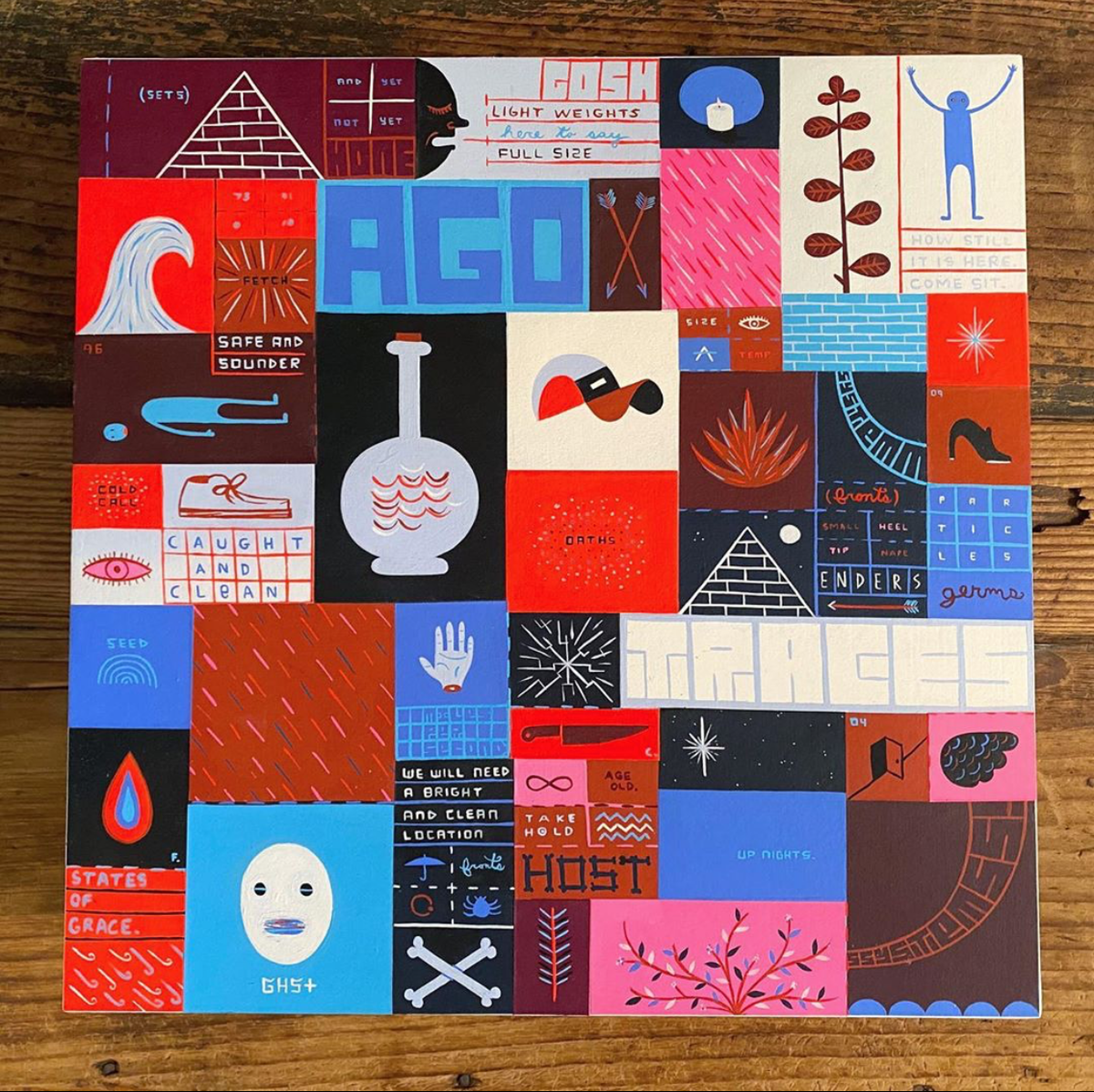 Jim Houser &quot;TAKE HOLD&quot; - Original Acrylic Painting on Wood - 12 x 12&quot;