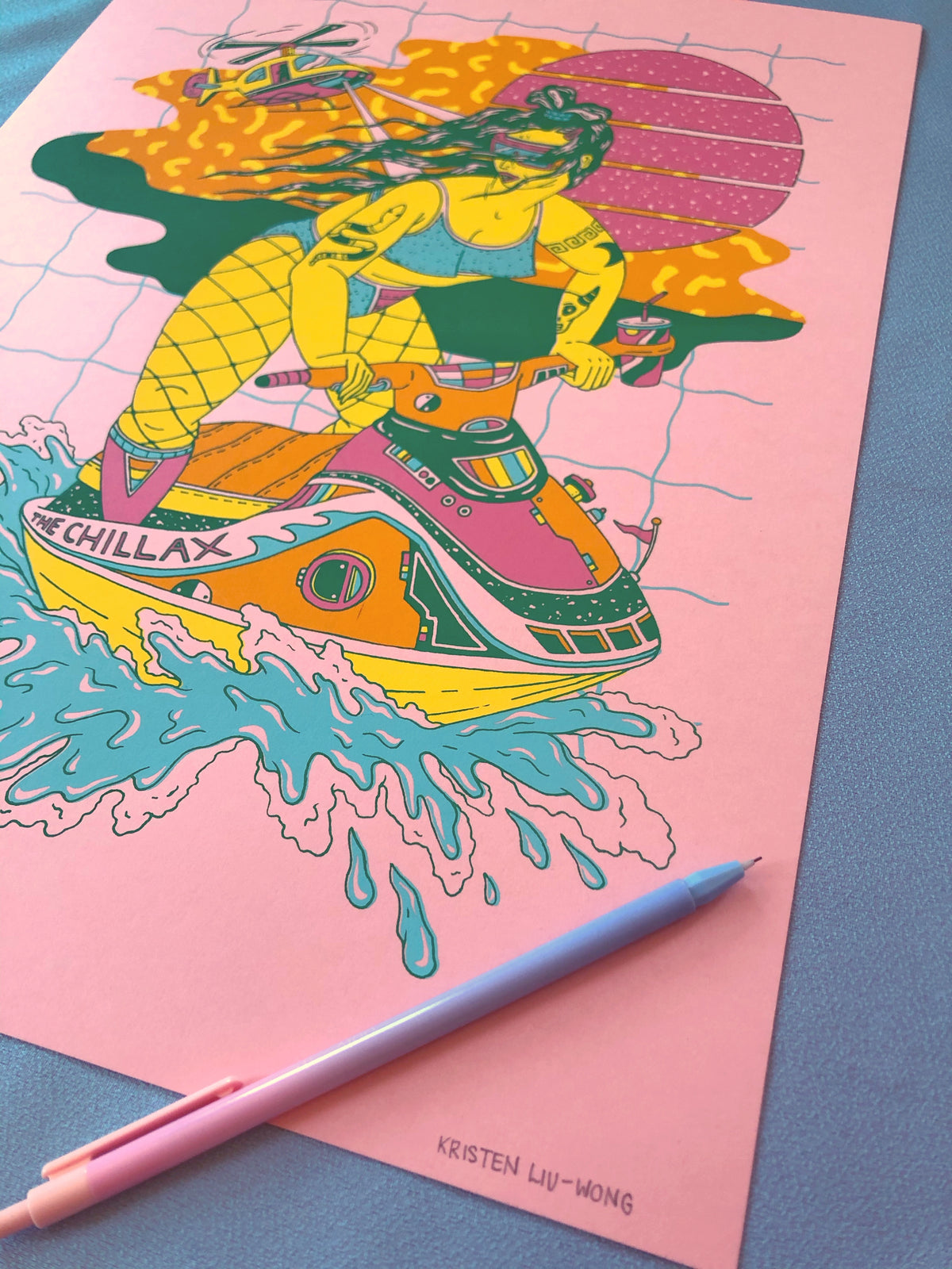 Kristen Liu-Wong - &quot;Escape to Chillax (Bubblegum Variant)&quot; - Screen Print, Edition of 15 - 12 x 16&quot;