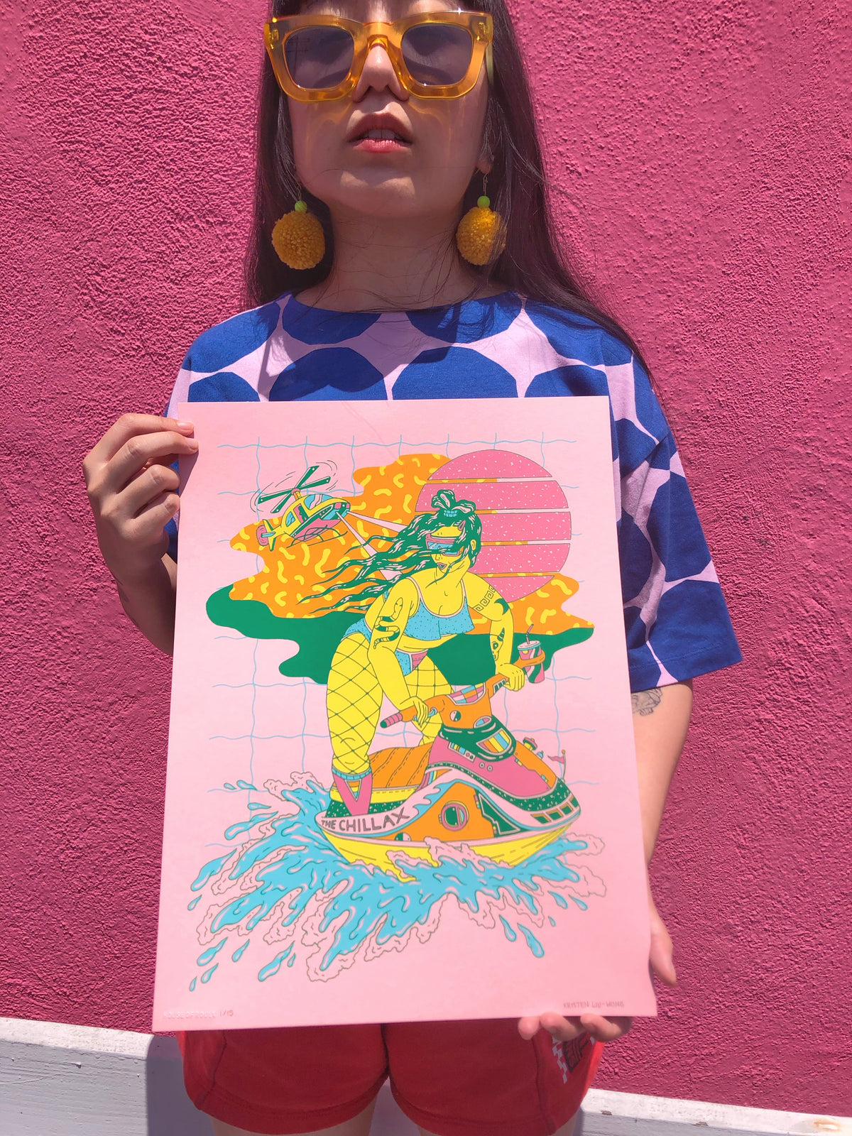 Kristen Liu-Wong - &quot;Escape to Chillax (Bubblegum Variant)&quot; - Screen Print, Edition of 15 - 12 x 16&quot;