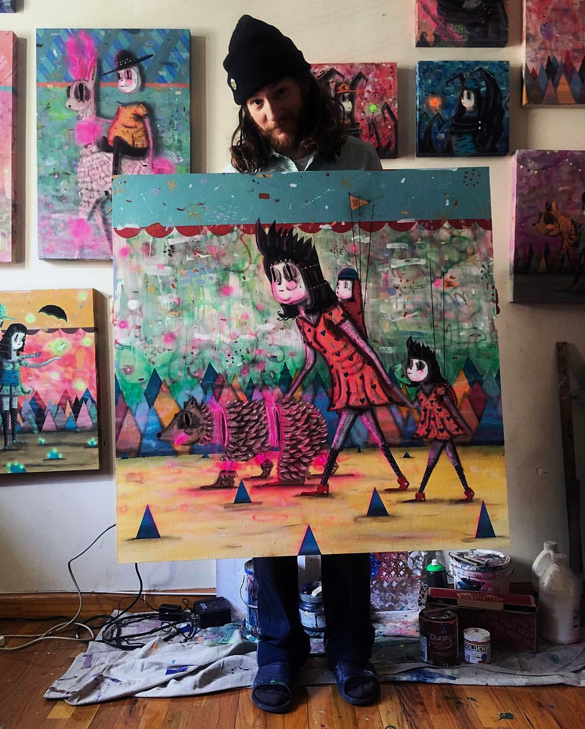 Ramiro Davaro-Comas &quot;Epic Mom&quot; - Original Acrylic Painting on Wood - 36 x 36&quot;