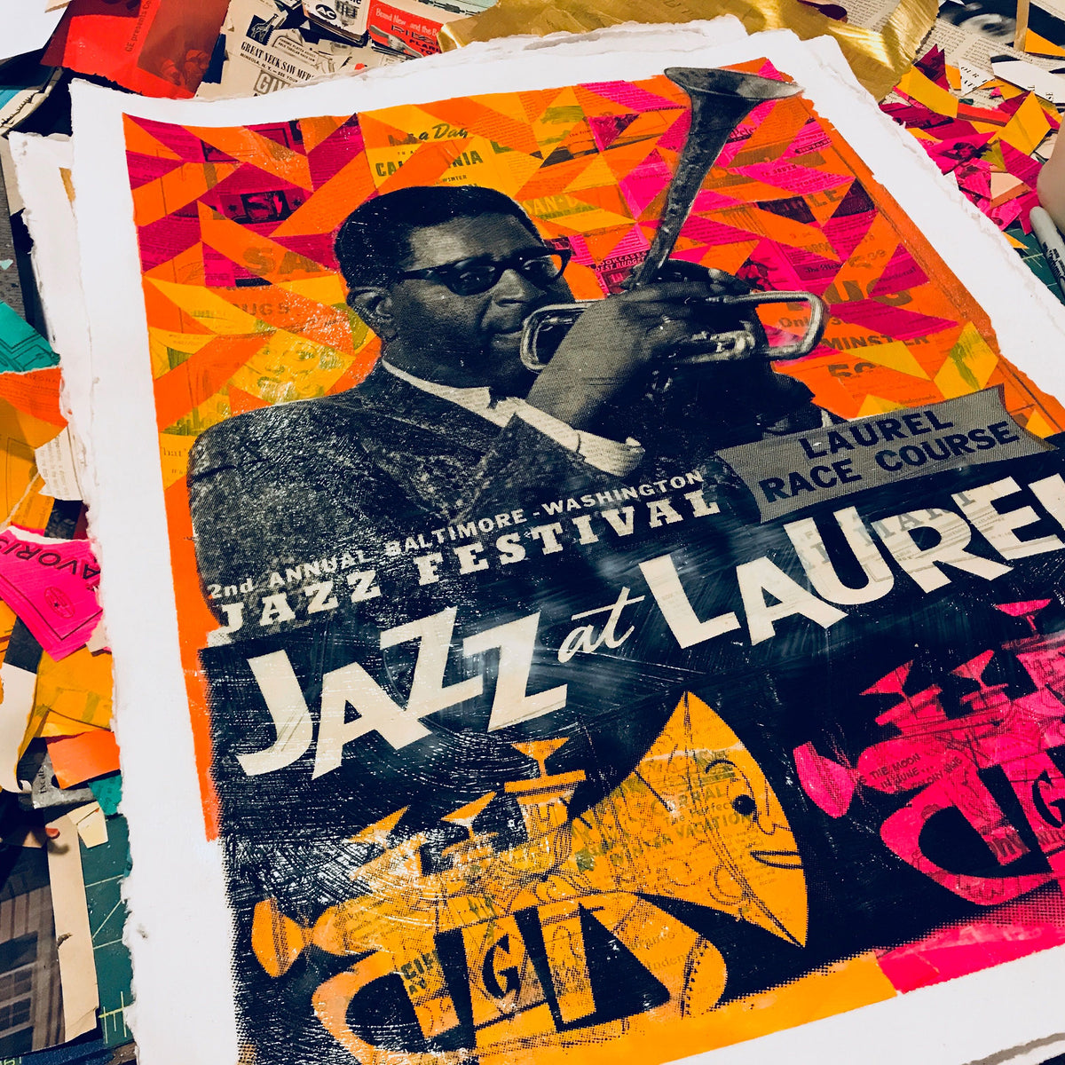 Robert Mars &quot;Jazz at Laurel&quot; - Original Mixed Media Work on Paper - 18 x 24&quot;