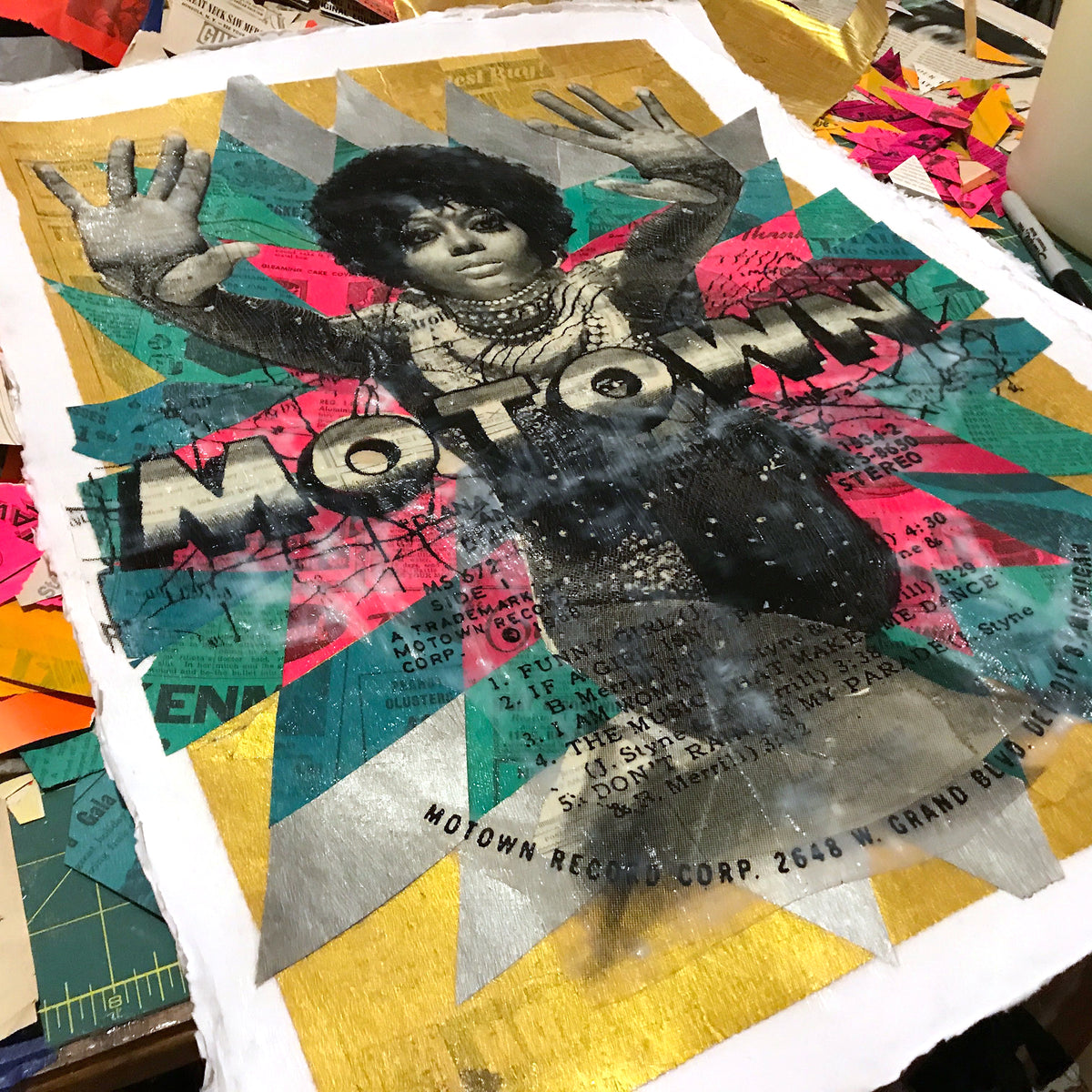 Robert Mars &quot;Motown&quot; - Original Mixed Media Work on Paper - 18 x 24&quot;