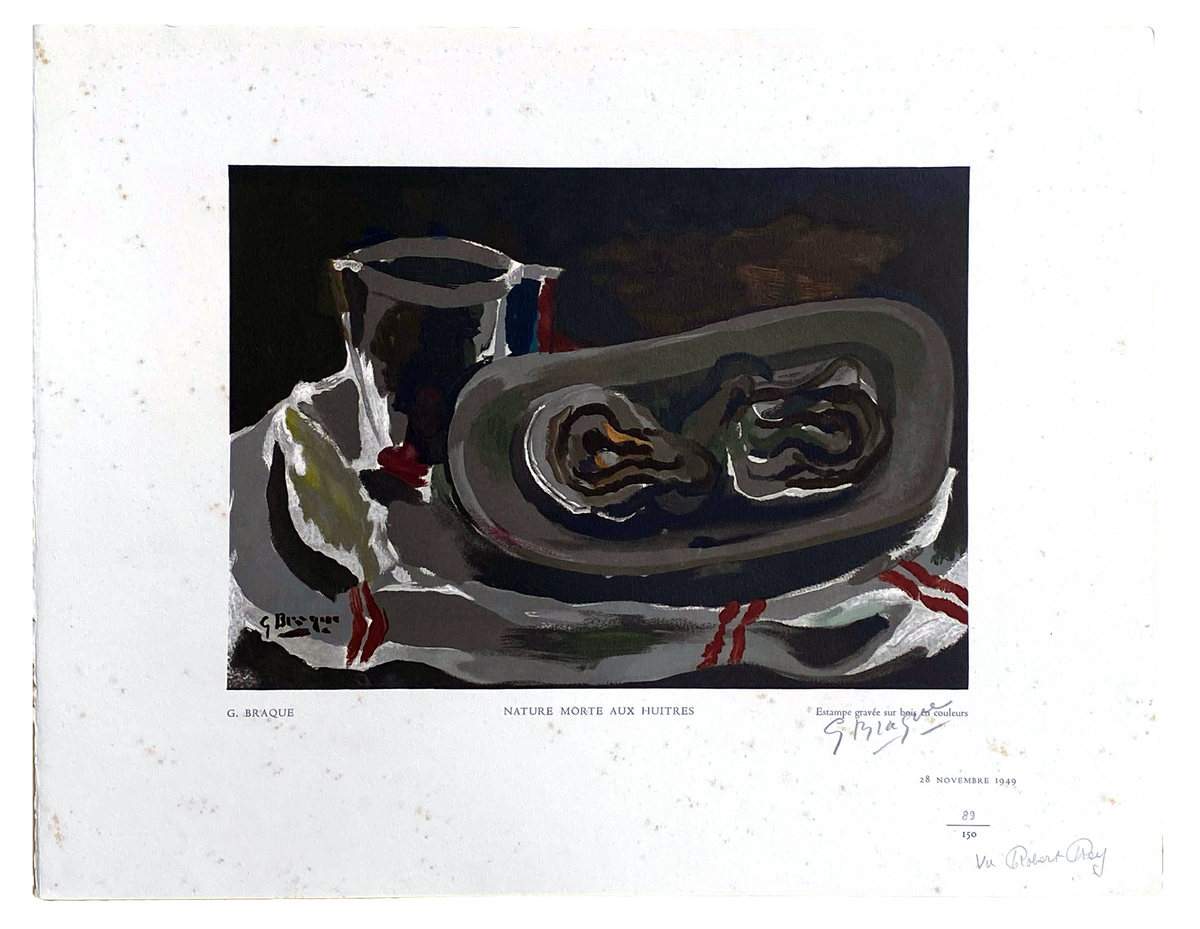 Georges Braque - &quot;Nature Morte Aux Huitres&quot; - Signed 1950 Robert Rey Print - 18.3 x 14.3&quot;