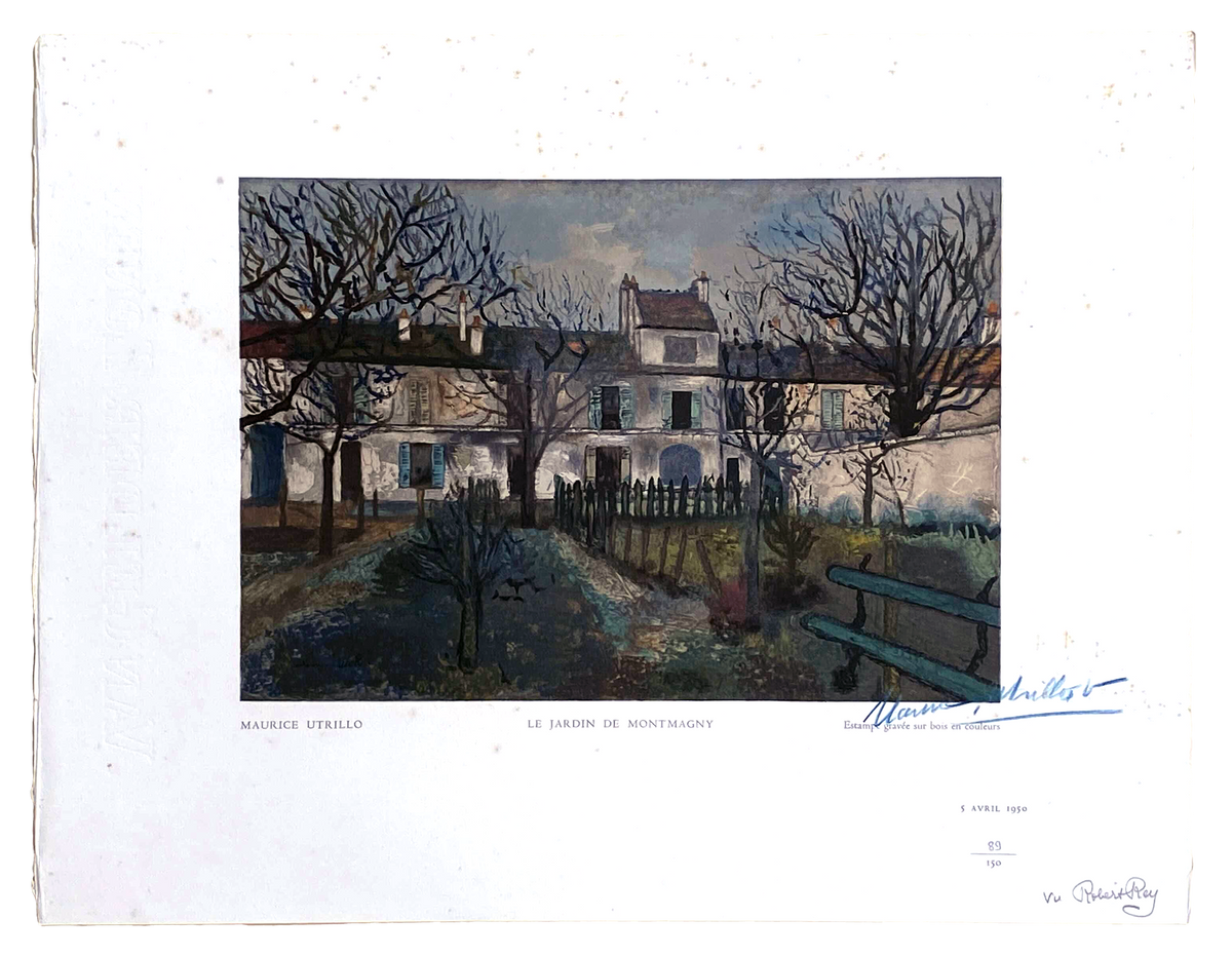 Maurice Utrillo - &quot;Le Jardin De Montmagny&quot; - Signed 1950 Robert Rey Print - 18.3 x 14.3&quot;